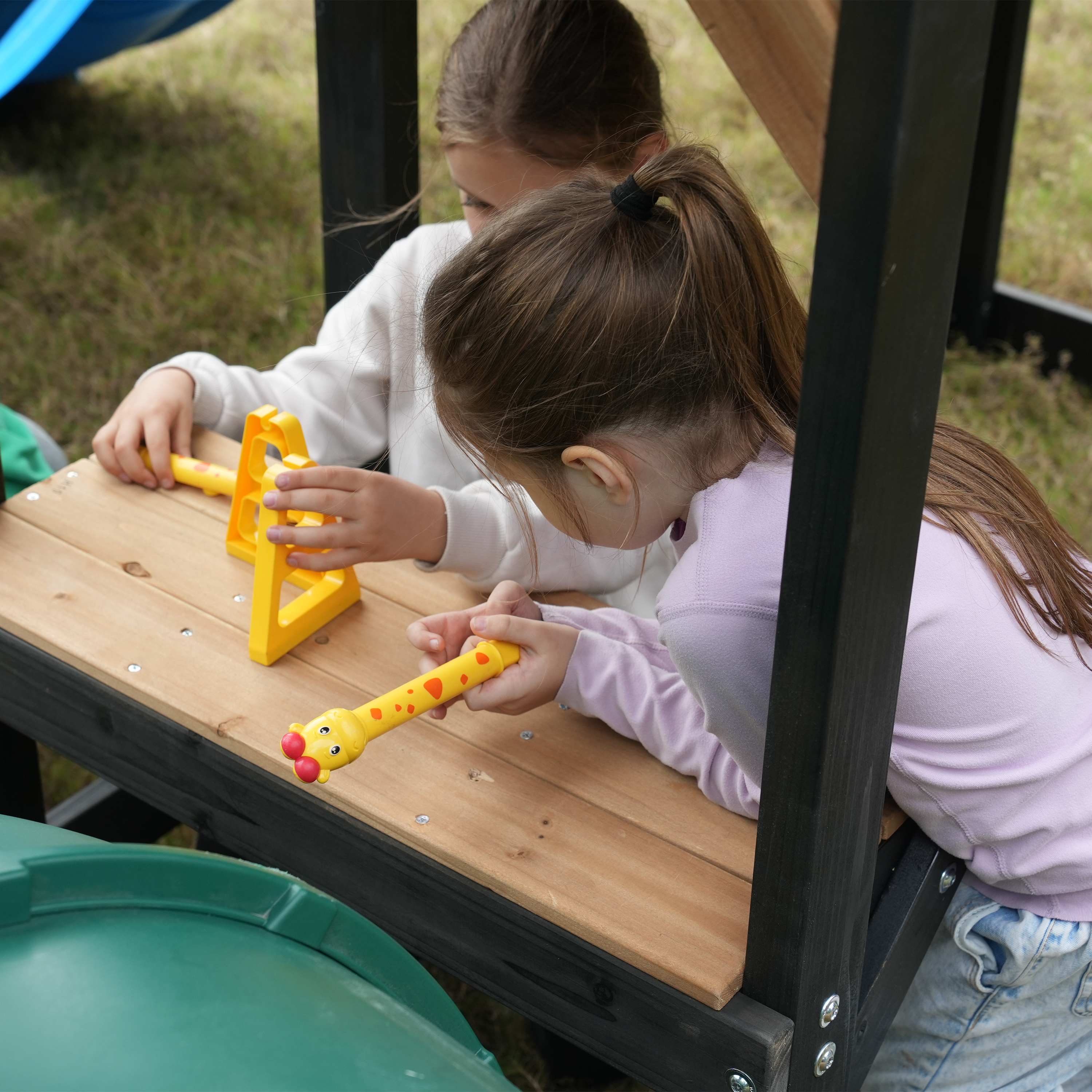 AXI Cody Climbing Frame with Swings, Trapeze and Climbing Wall – Pastel Blue Double Slide and Tube Slide