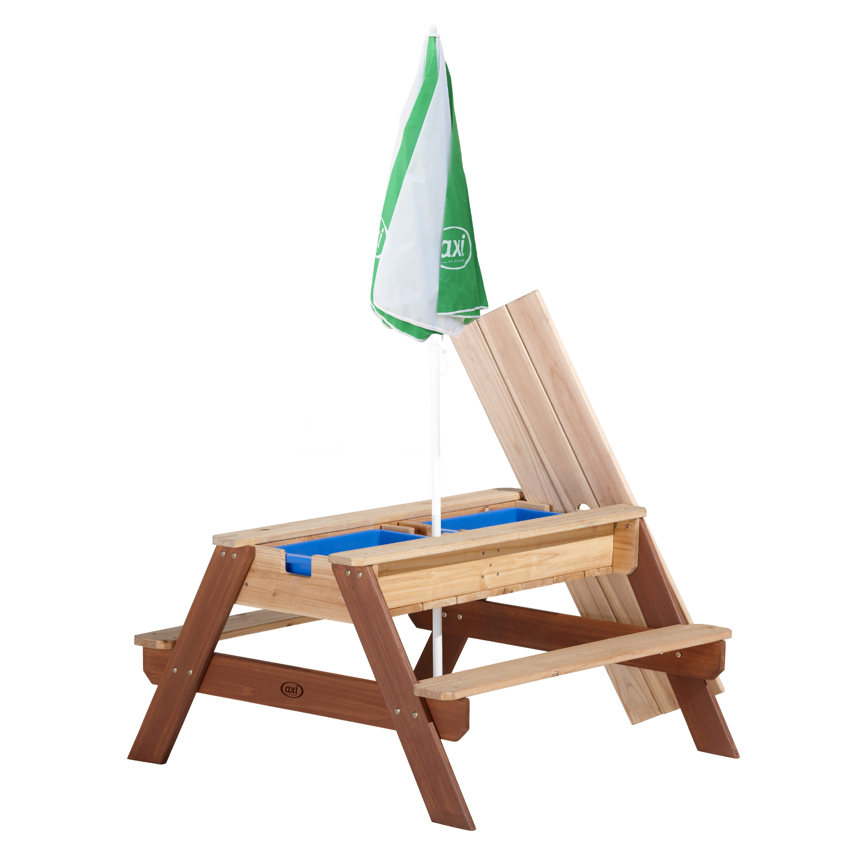 AXI Nick Sand & Water Picnic Table Brown with Umbrella Green/White