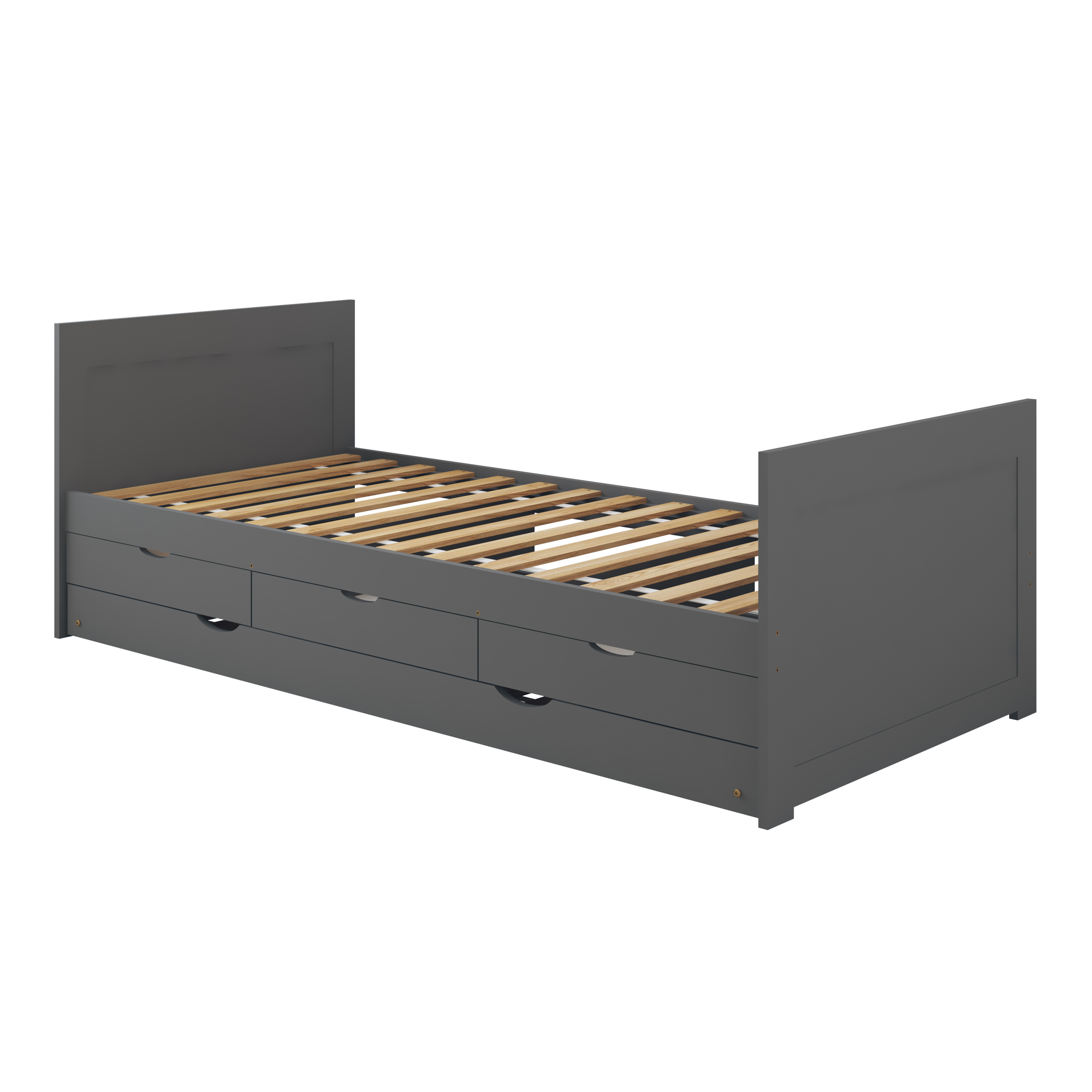 Sunny Eli Kids Bed with Pull-Out Bed and 3 Storage Drawers Grey – With Mattress