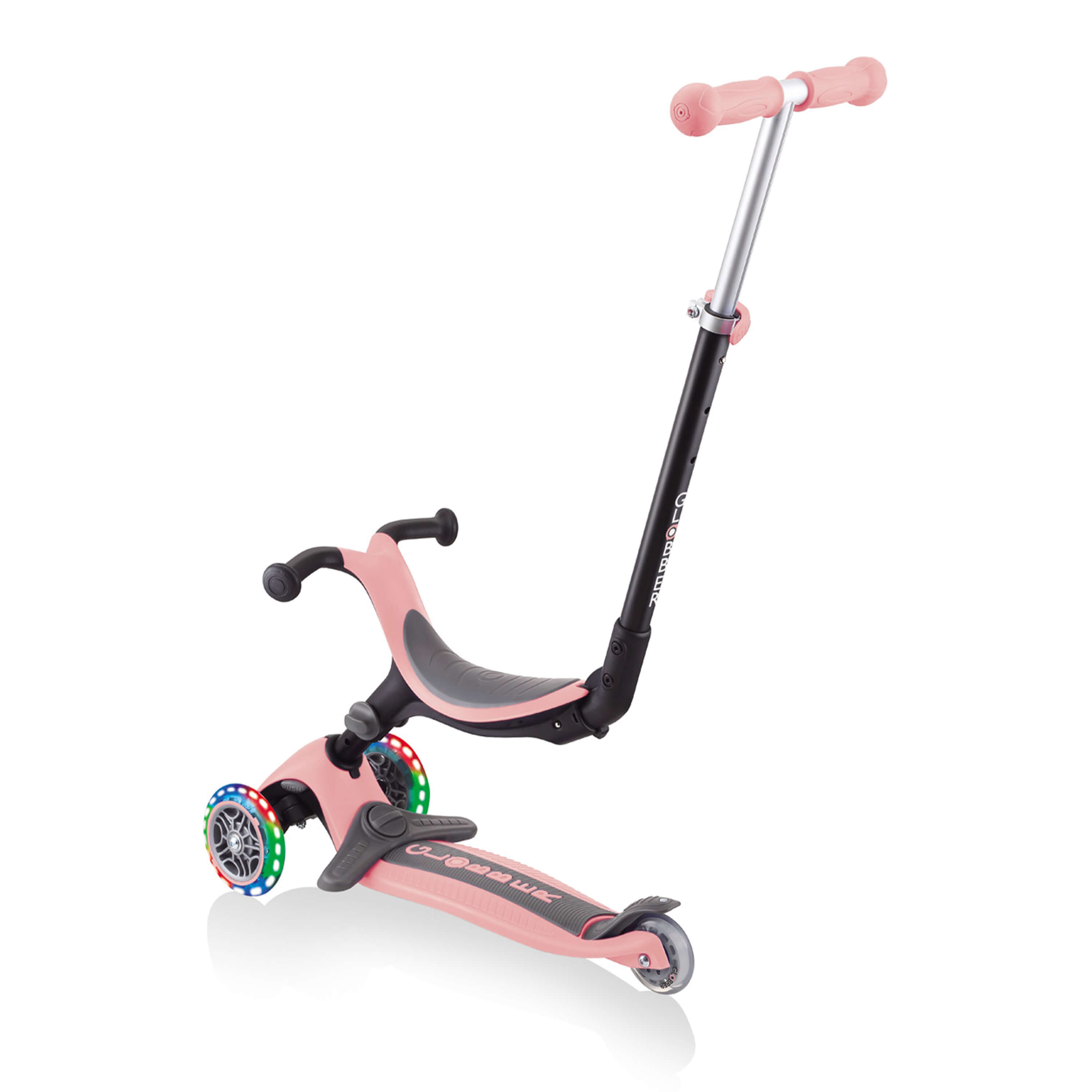 Globber Go Up Foldable Plus Lights 3-in-1 Step Pastel Roze