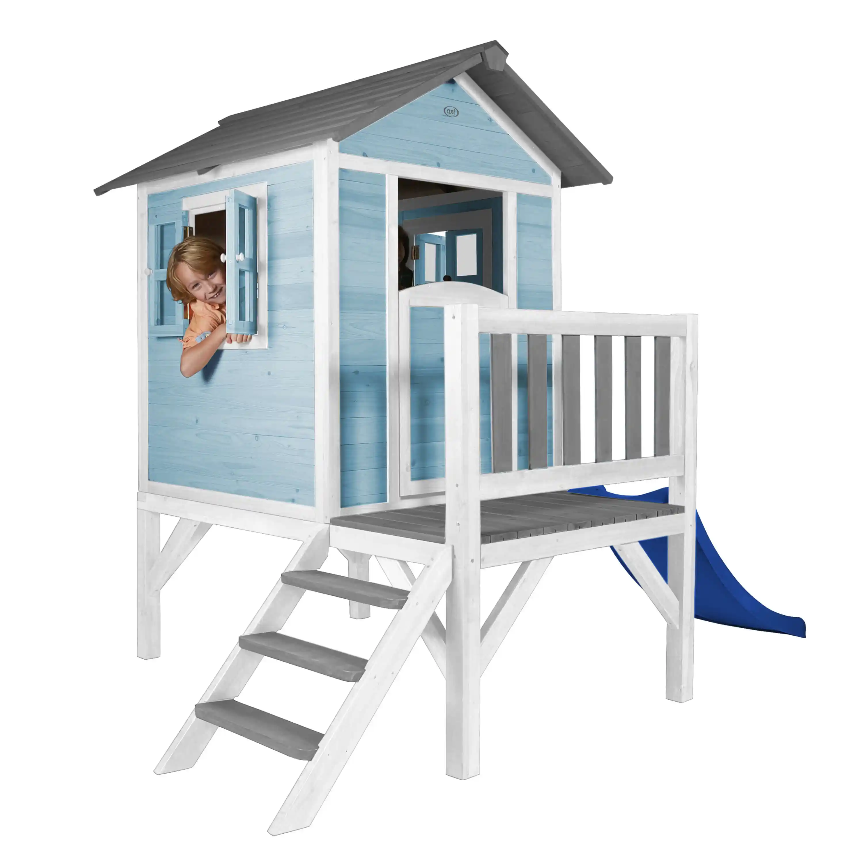 AXI Lodge XL Speelhuis Caribisch Blauw - Blauwe Glijbaan