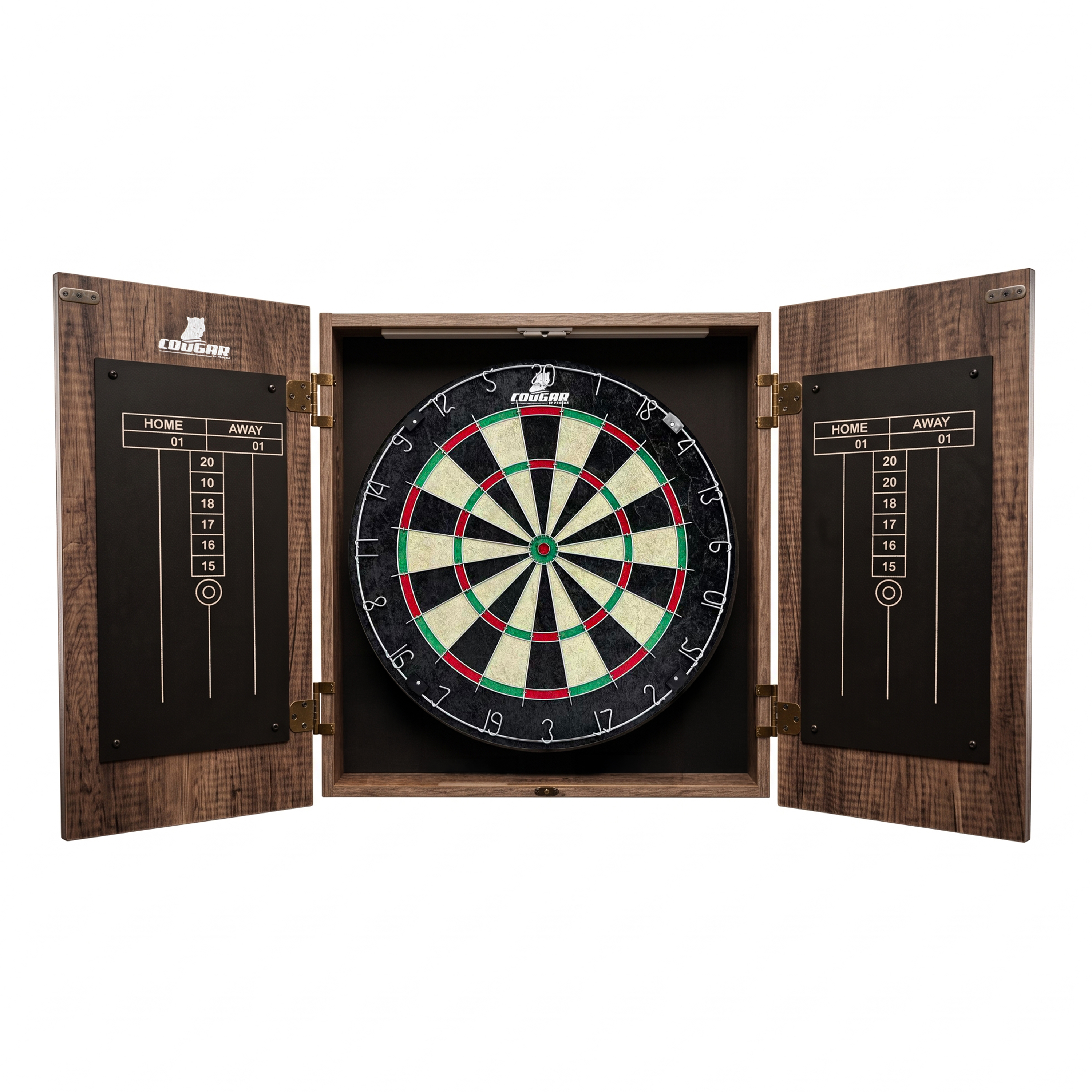 Cougar Professional Dartboard with Cabinet - Incl. Darts and Scoreboards