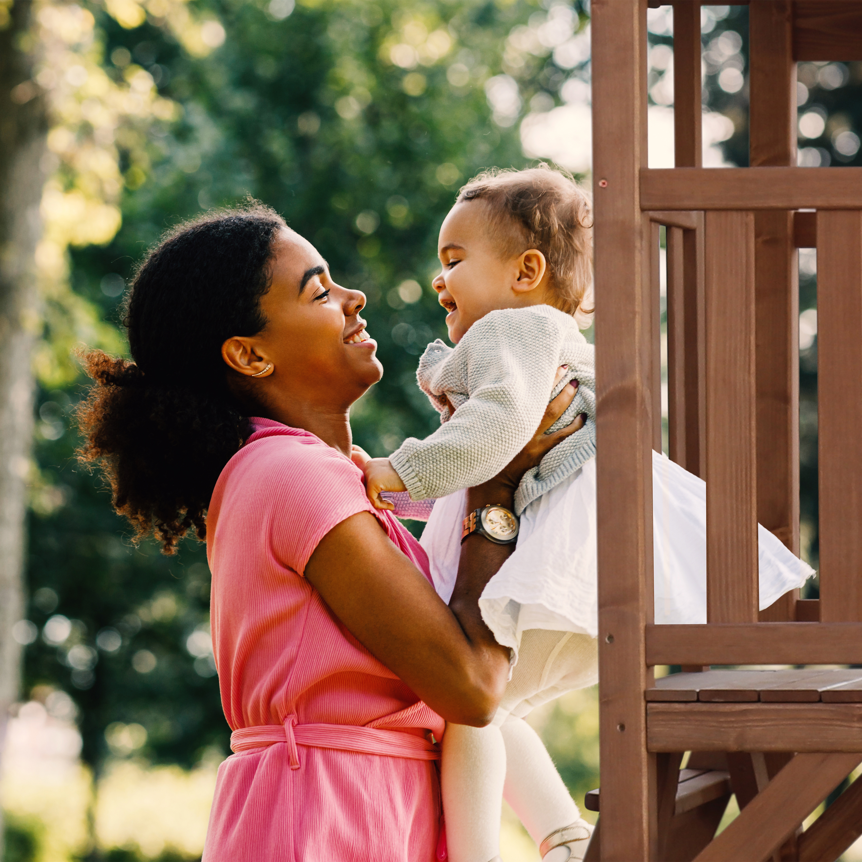 AXI Beach Tower with Single Swing Set Brown - Lime Green Slide