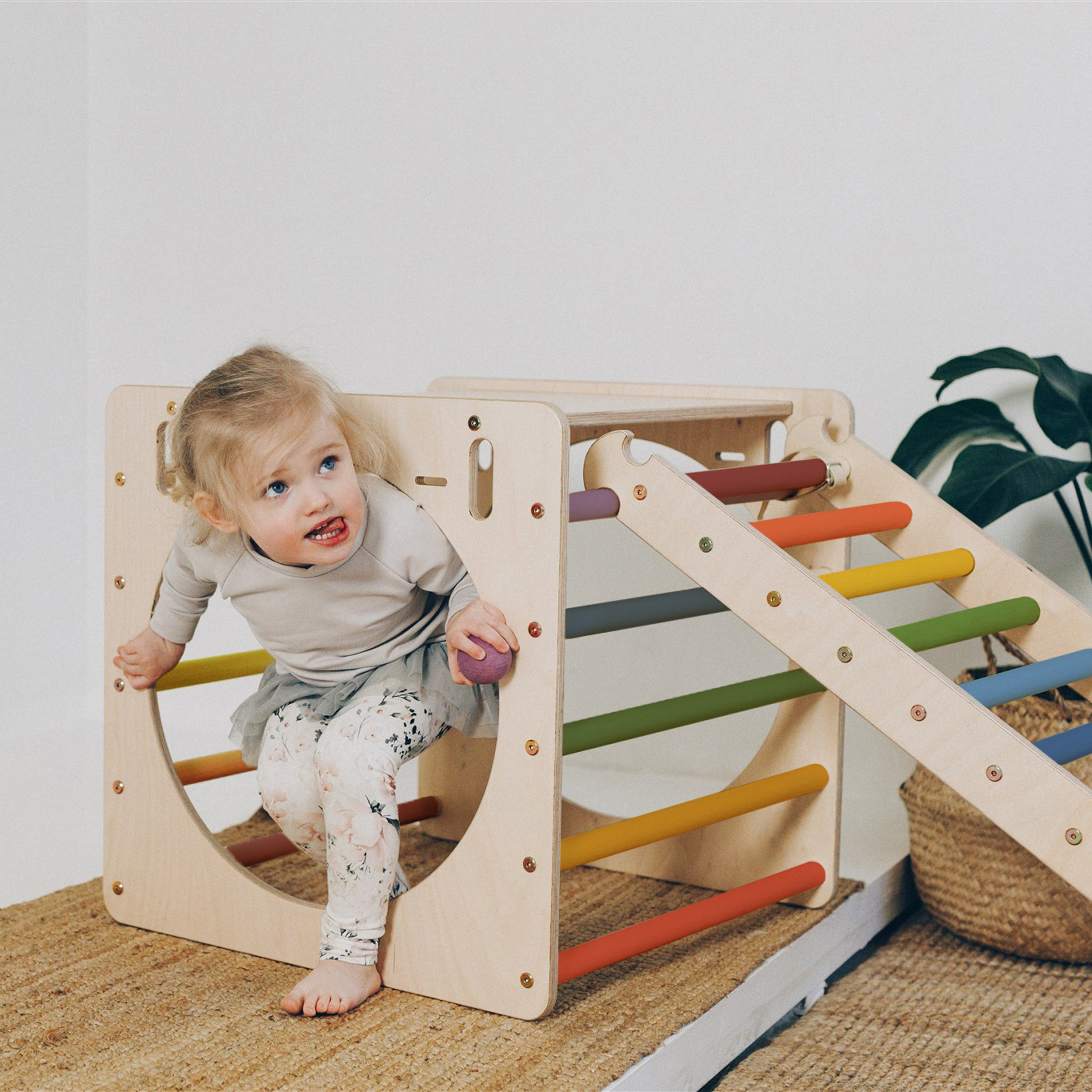 KateHaa Houten Activiteiten Kubus met Ladder Regenboog-4751038481052 KateHaa Houten Activiteiten Kubus met Ladder Regenboog