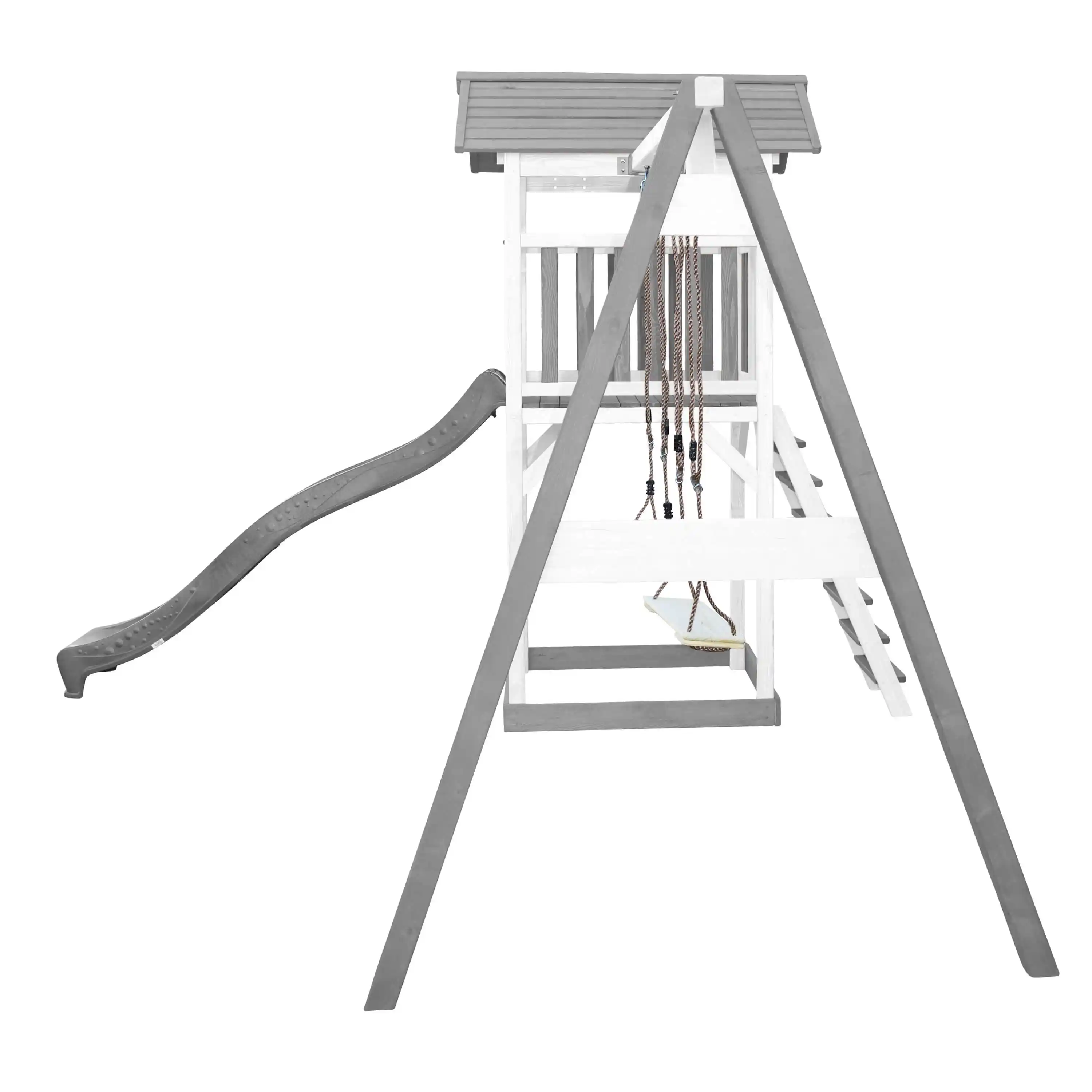 AXI Beach Tower Speeltoren met Dubbele Schommel Grijs/wit - Grijze Glijbaan