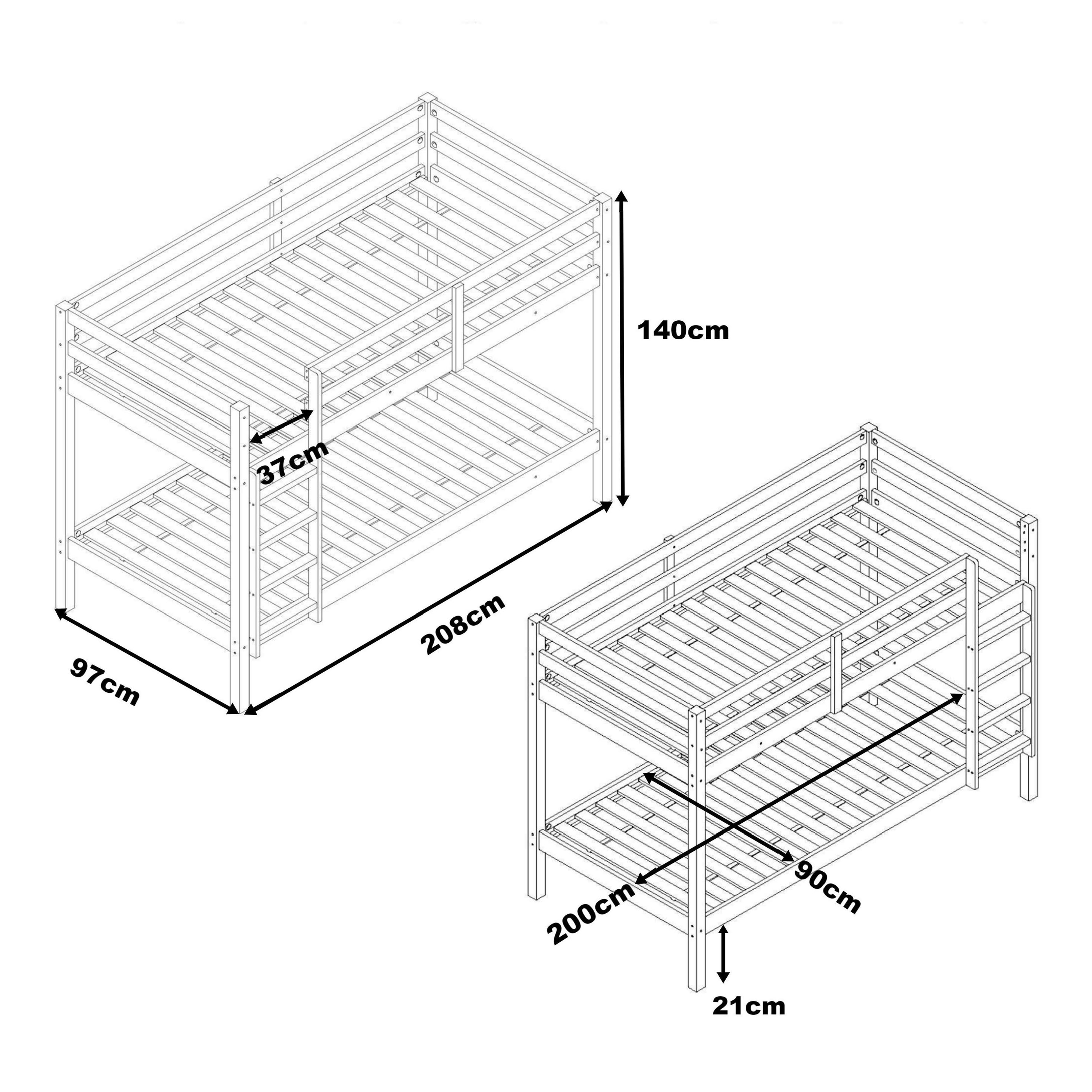 Sunny Jip Bunk Bed Grey – Without Mattresses
