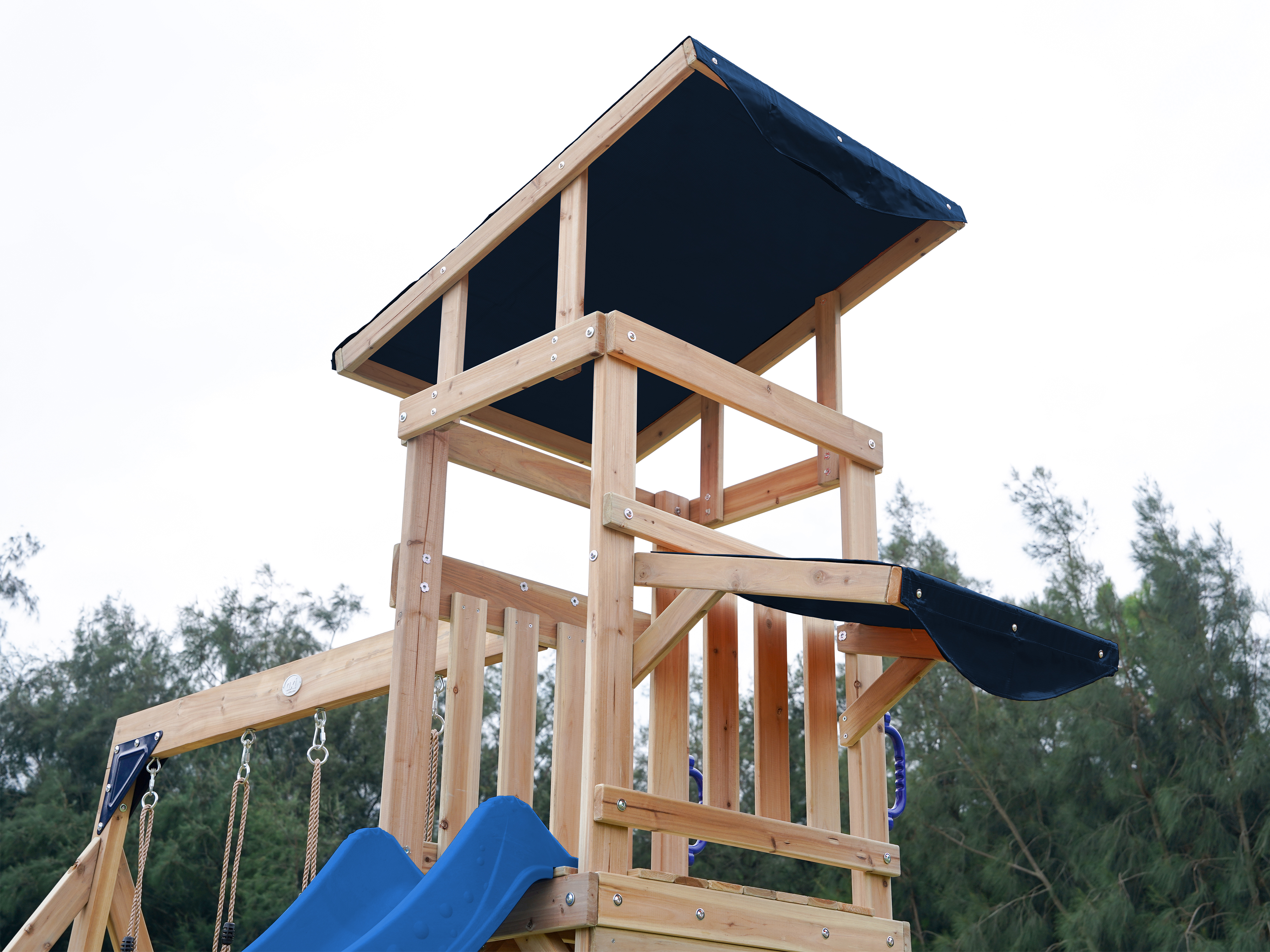 AXI Malik Climbing Frame with Double Swing Set - Blue Slide