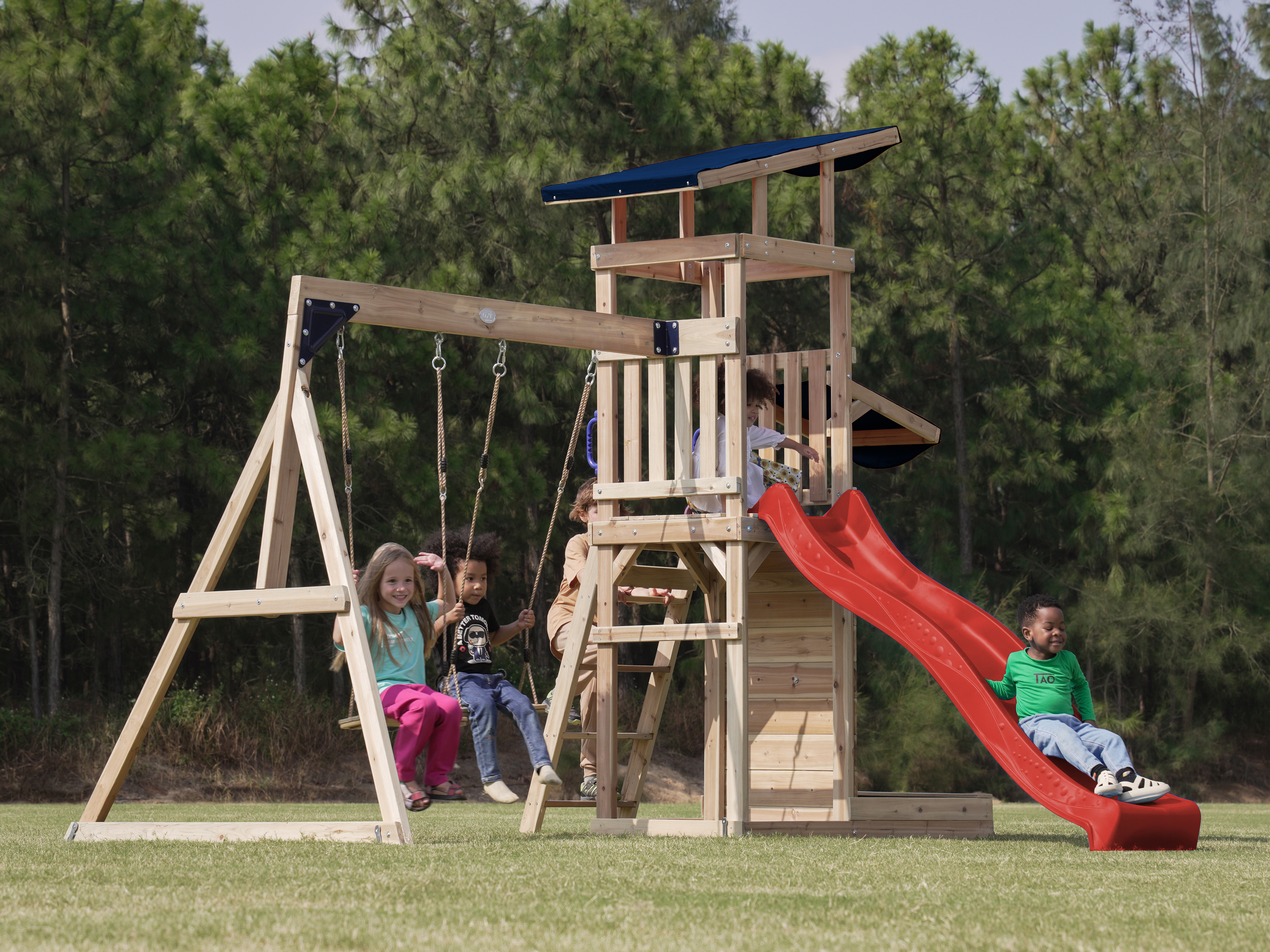AXI Malik Play Set with Double Swing Brown - Red Slide 