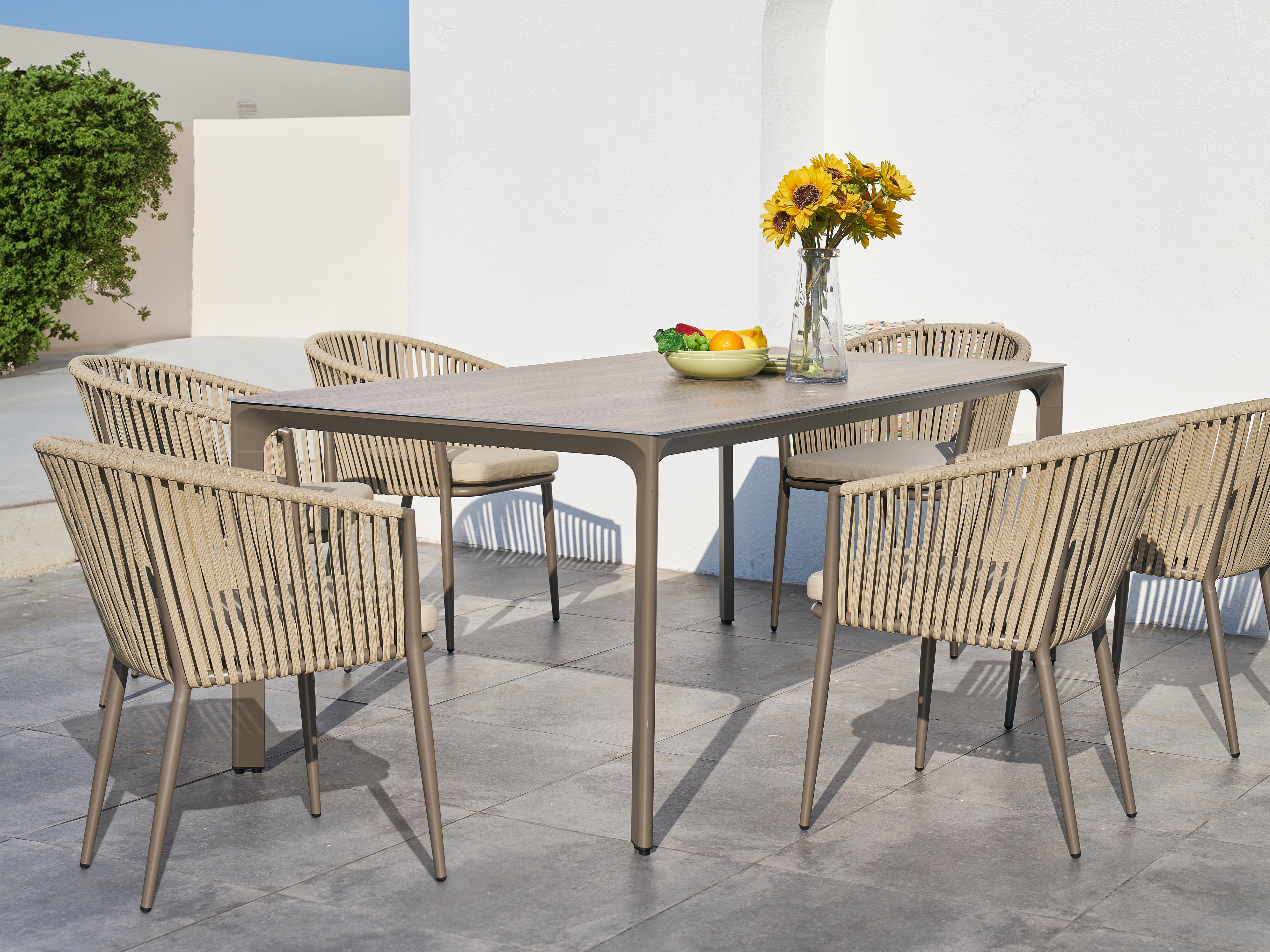 AXI Resi Tuinset met 6 stoelen Taupe met Hout-look PSPC-8720365062643 AXI Resi Tuinset met 6 stoelen Taupe met Hout-look PSPC