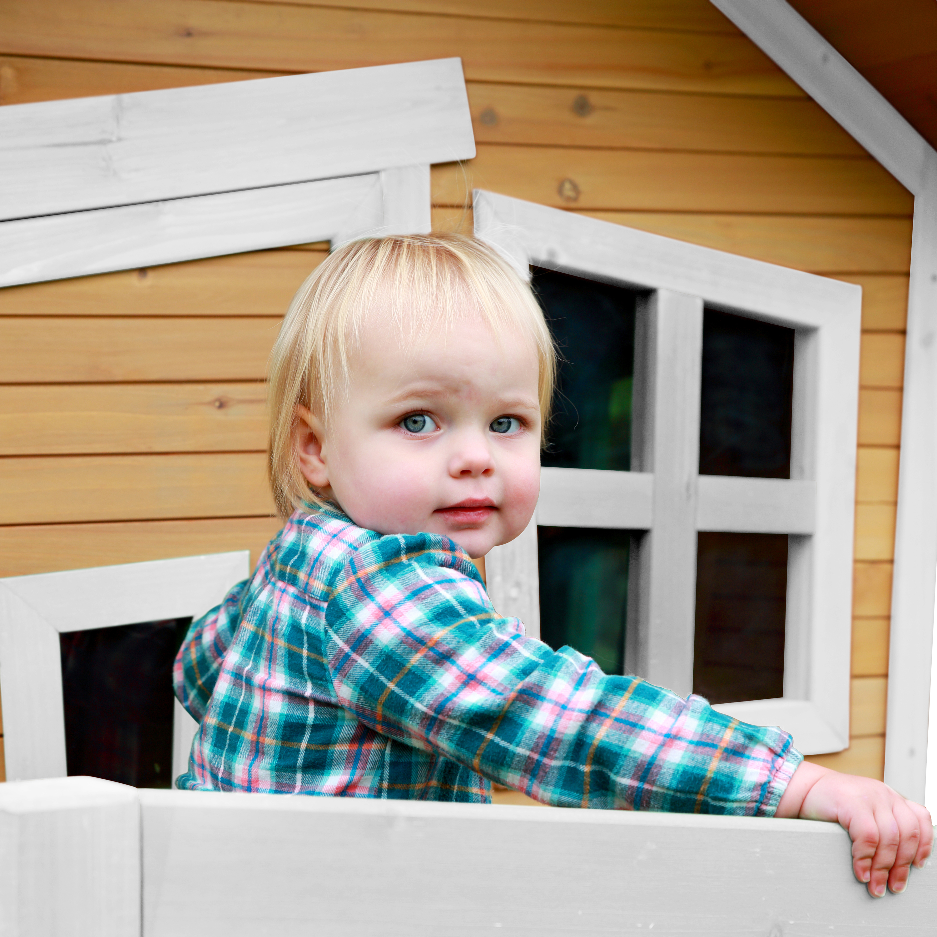 AXI Robin Playhouse Brown/White - Blue Slide