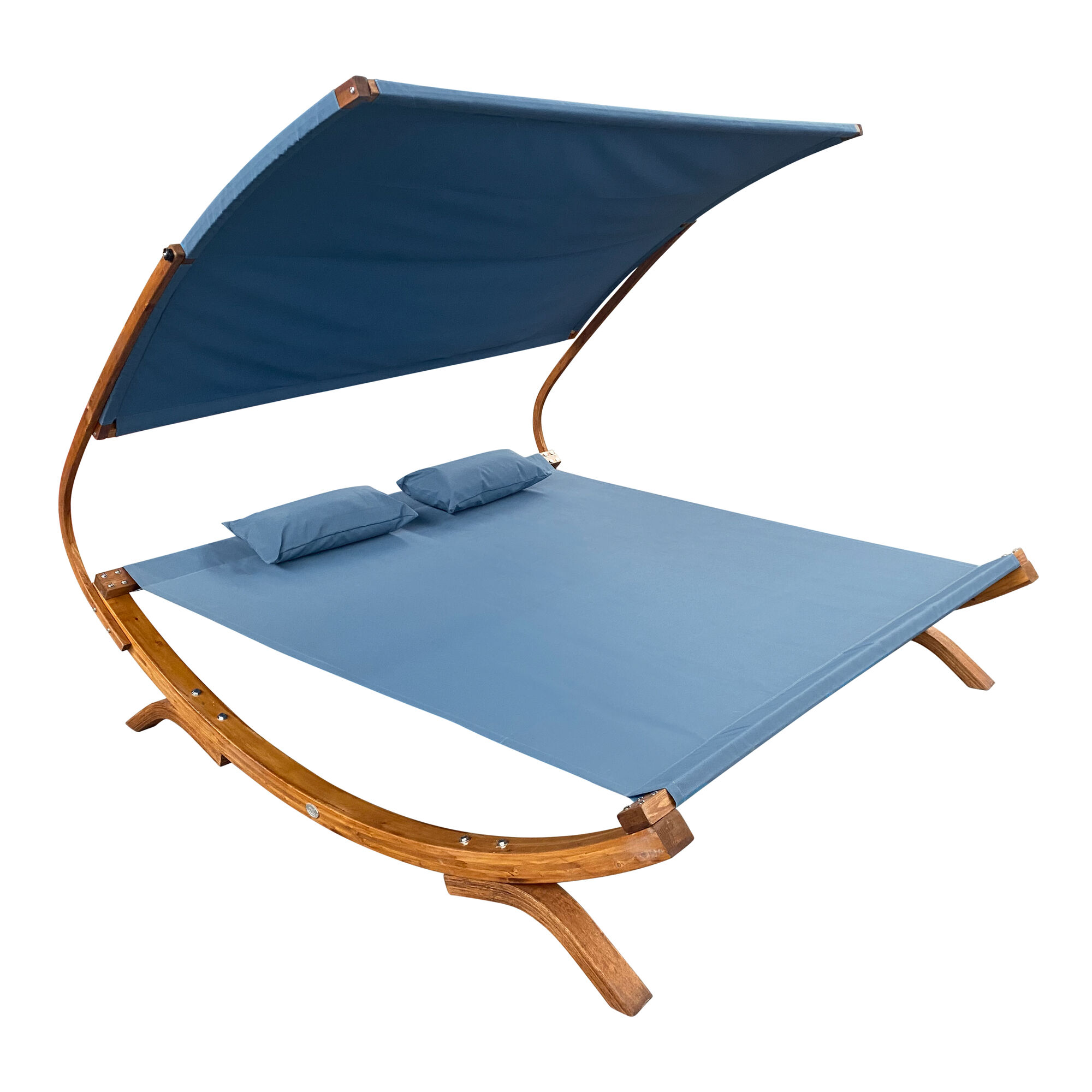 AXI Mallorca Gartenliege Blau - Mit Sonnendach productfoto AXI Mallorca Tweepersoons ligbed met zonnescherm Blauw
