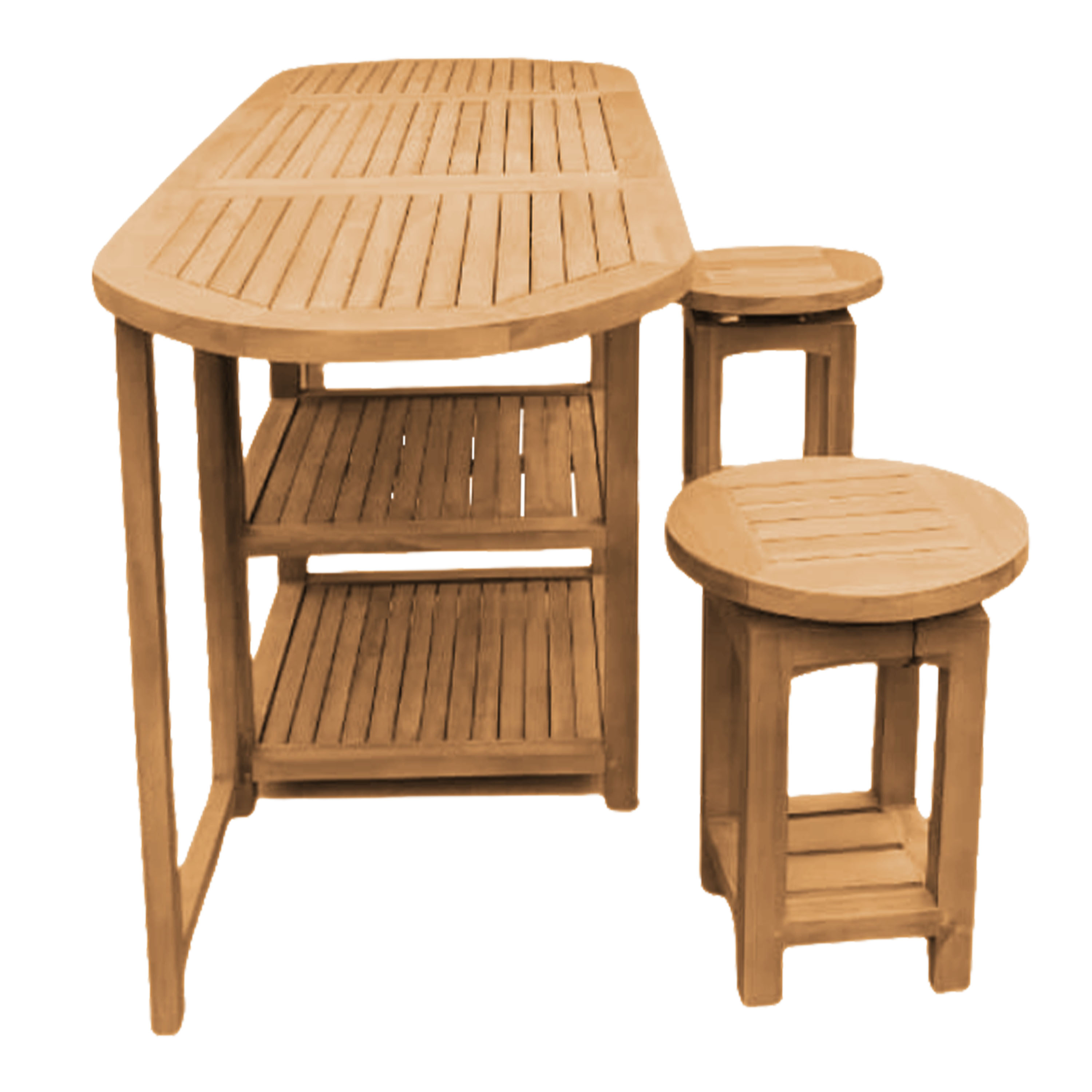 AXI Nomani Foldable Teak Low Bar Set with 2 stools