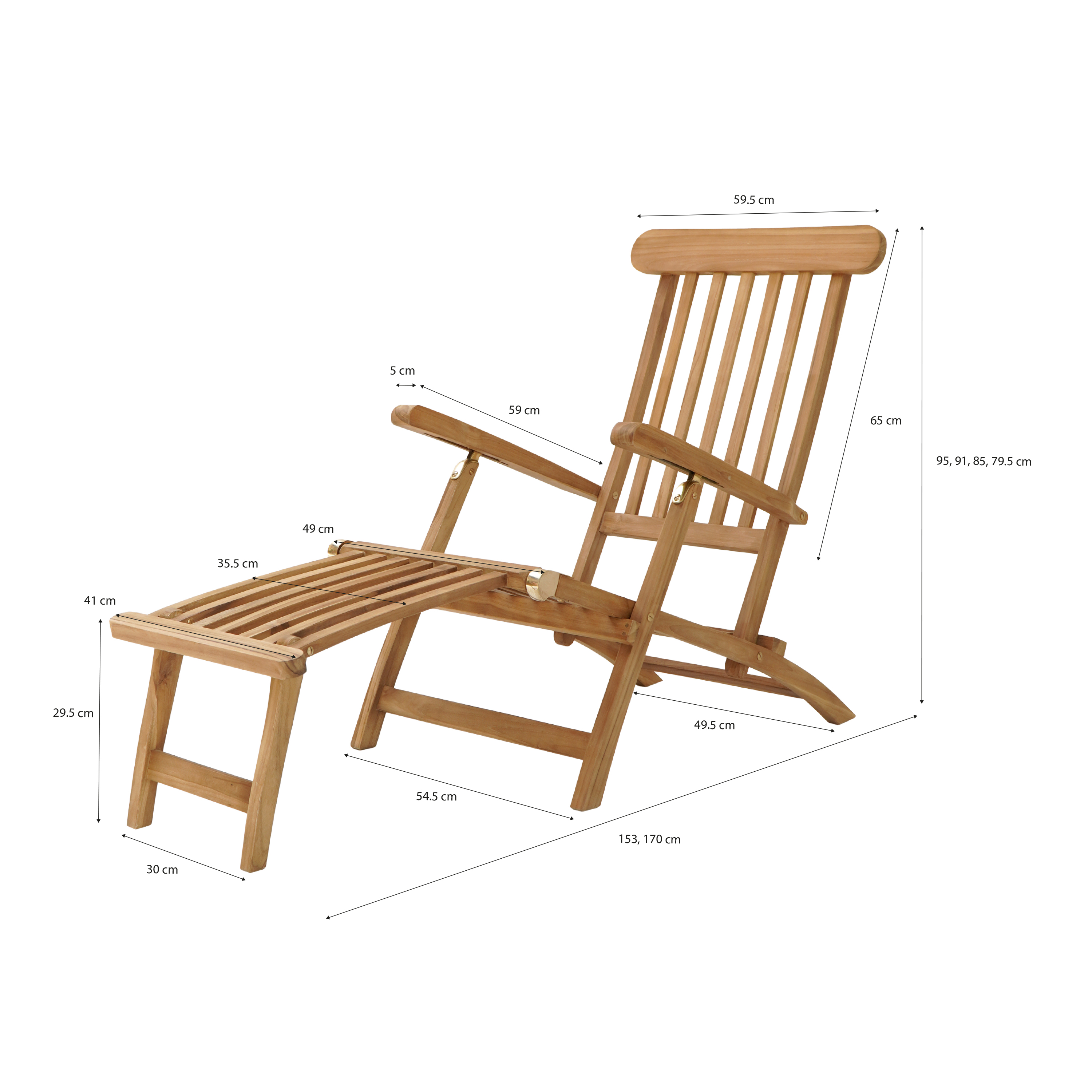 AXI Costa Deckchair Liegestuhl aus Teakholz mit Kissen