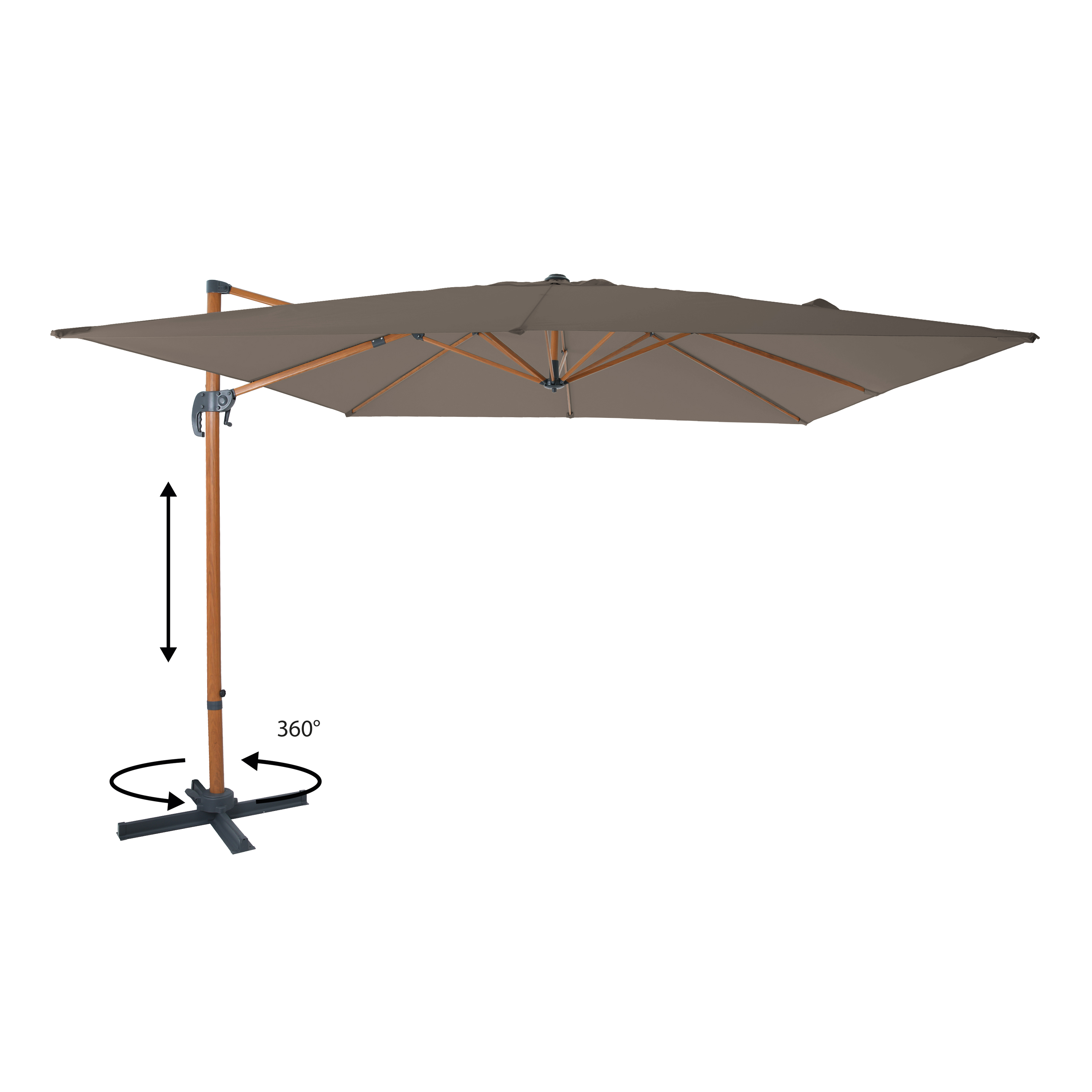 AXI Nima Cantilever Parasol 300x300 cm - Wood-look/Taupe