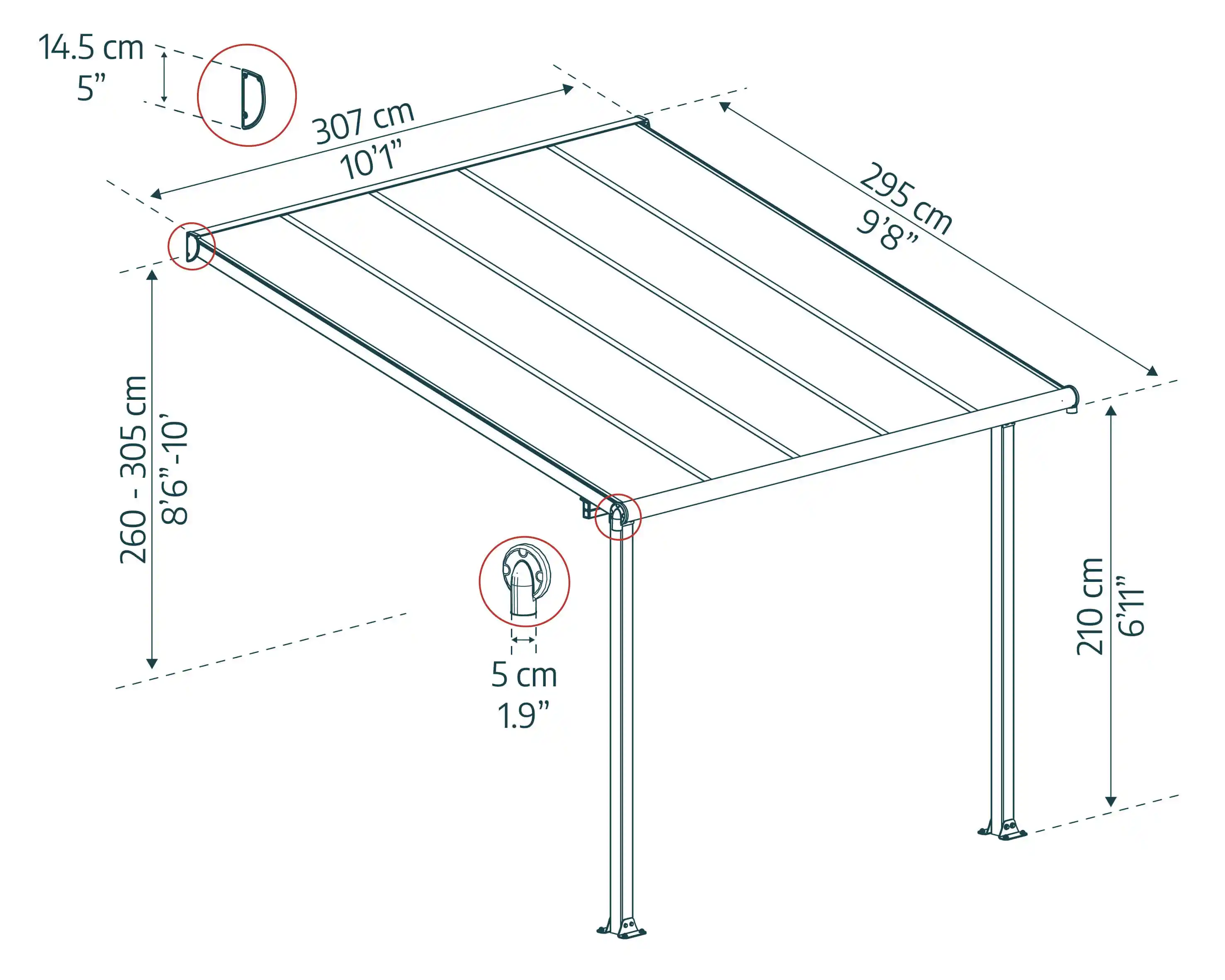 Canopia Olympia 307X294 cm Terrasoverkapping Wit Helder