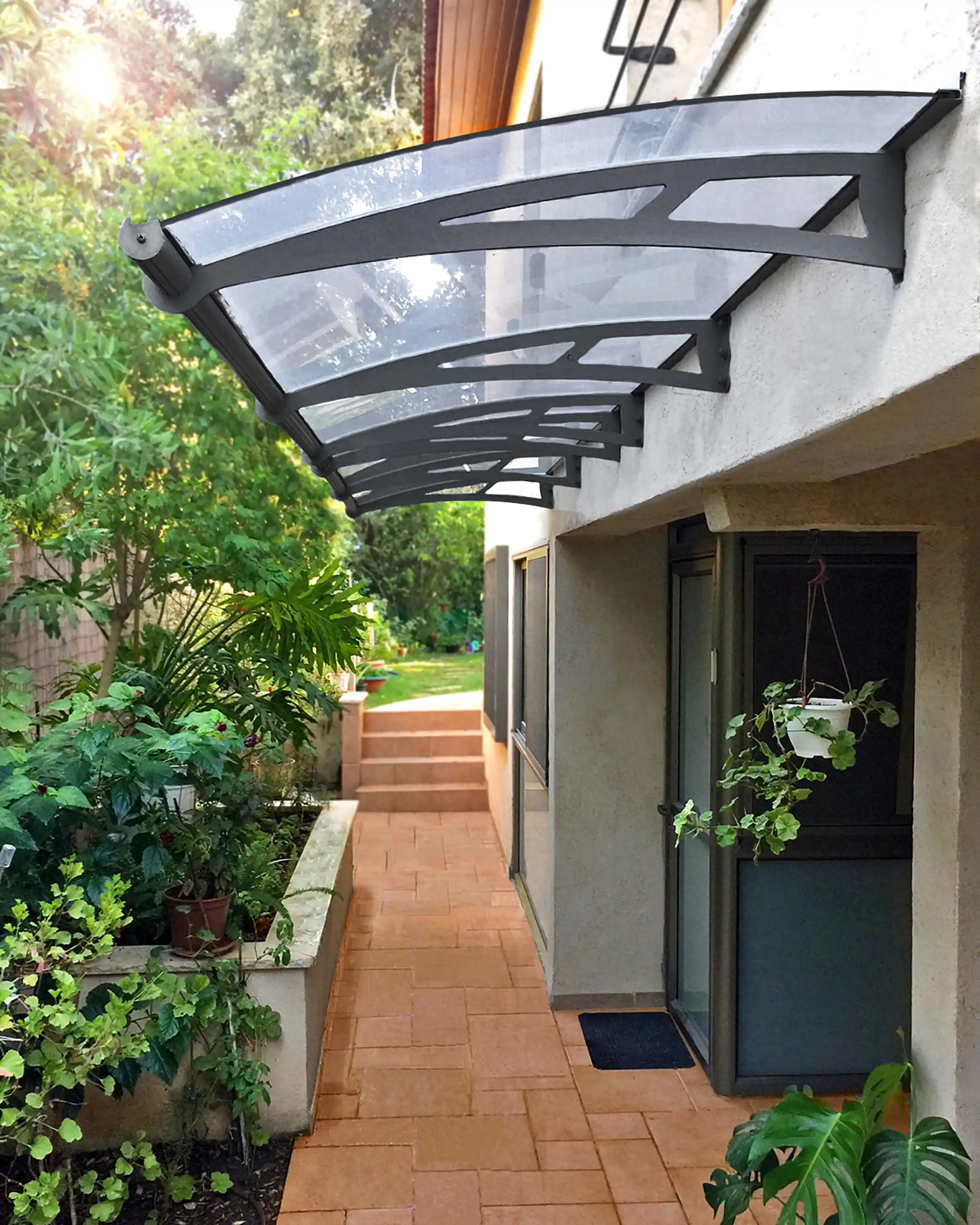 Canopia Aquila 412X91 cm Deur en Veranda Luifel Donkergrijs Helder