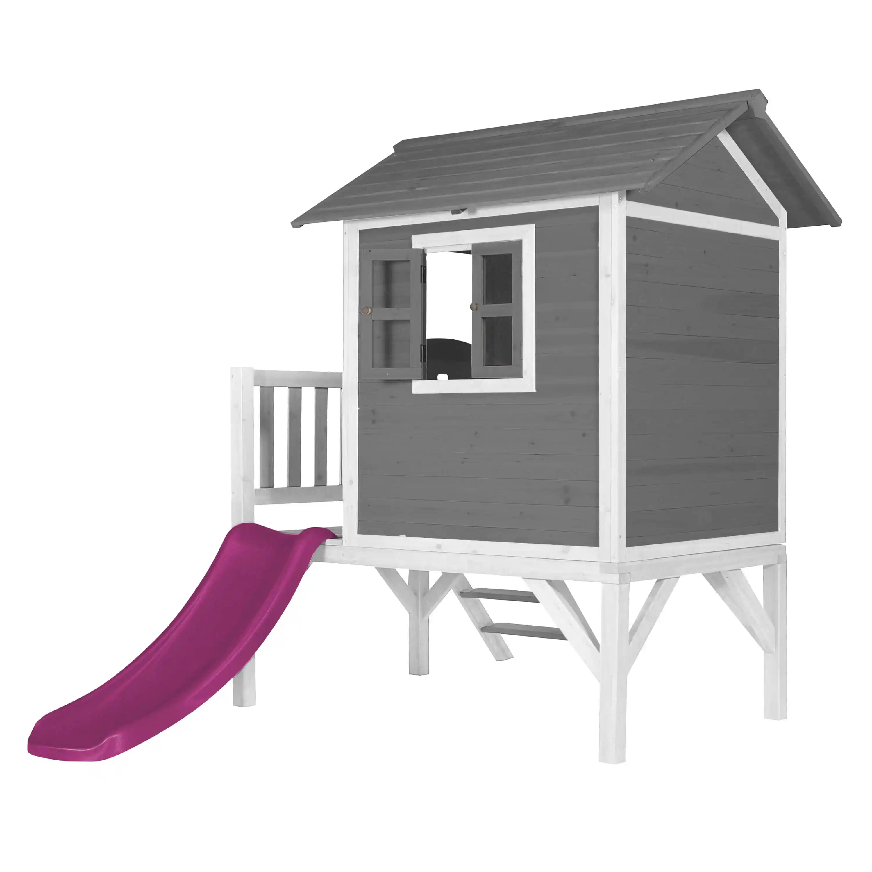 AXI Lodge XL Speelhuis Cool Grijs - Paarse Glijbaan