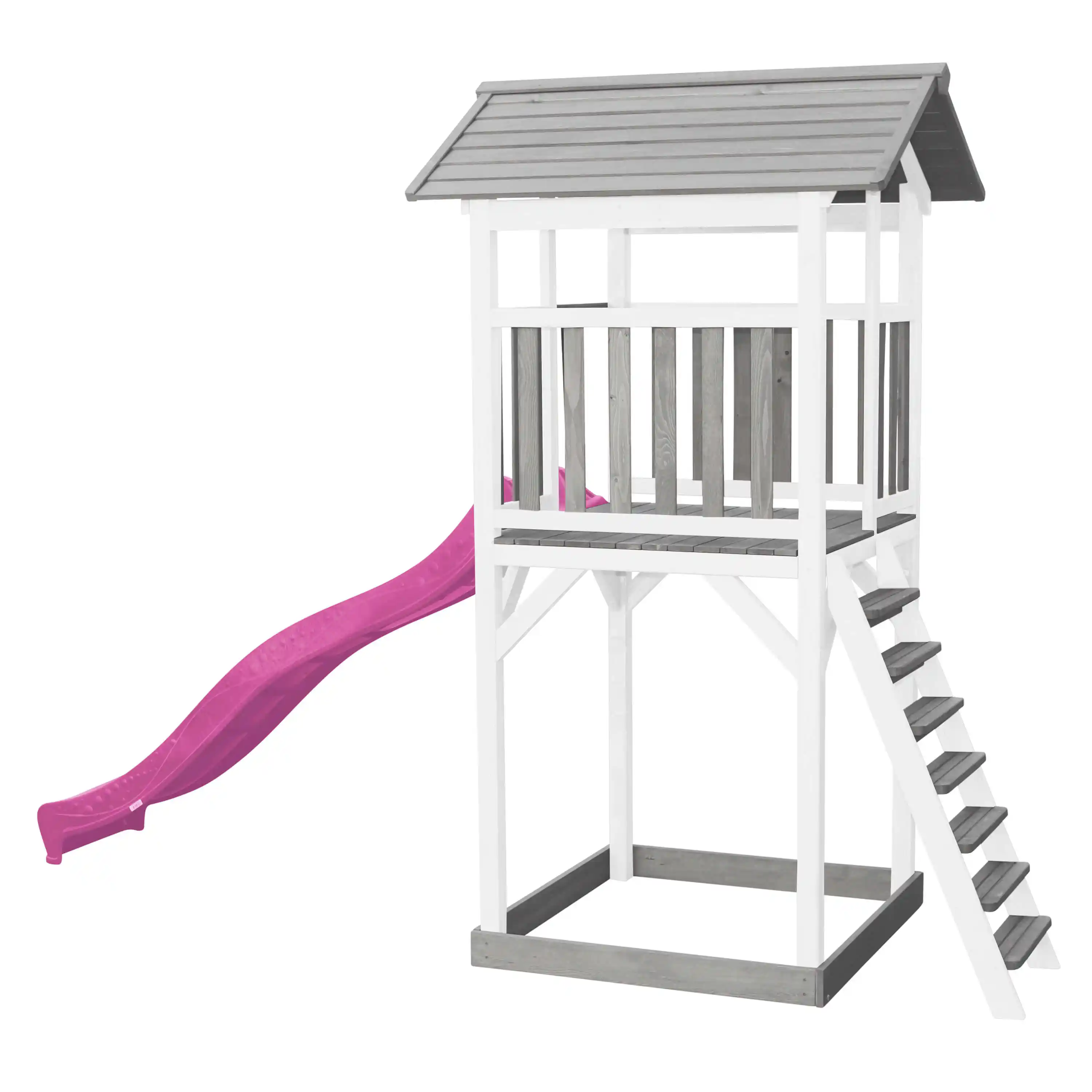AXI Beach Tower Speeltoren Grijs/wit - Paarse glijbaan