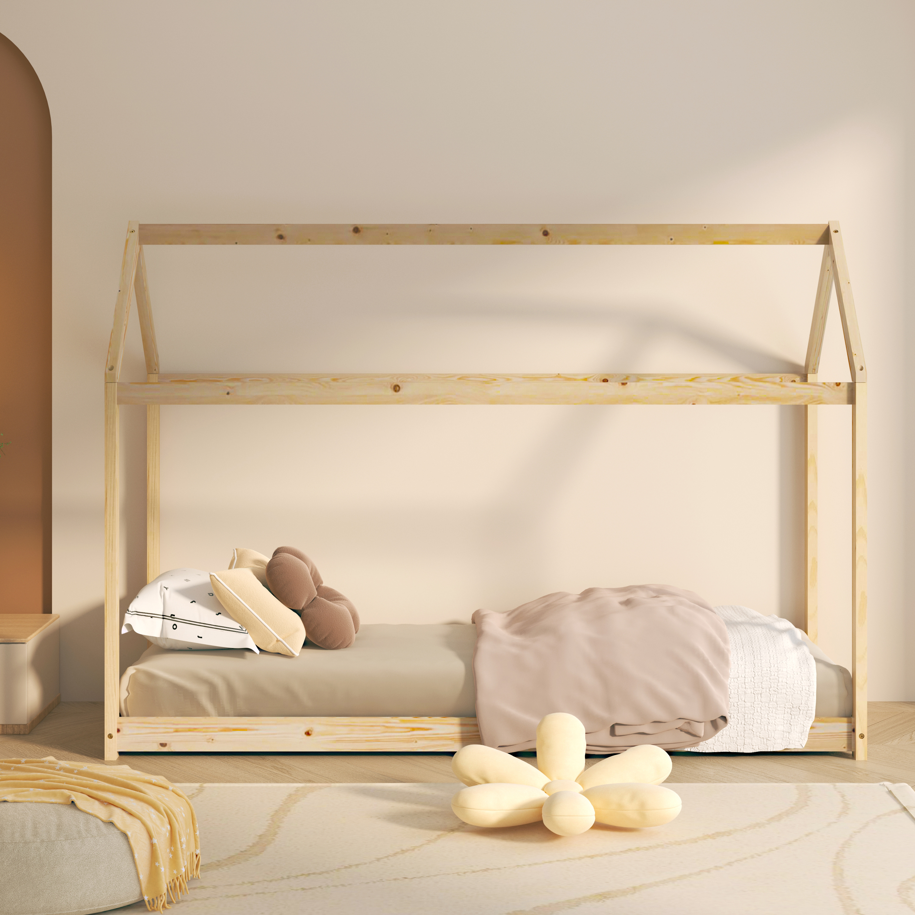 Sunny Zoey House Bed Natural – With Mattress