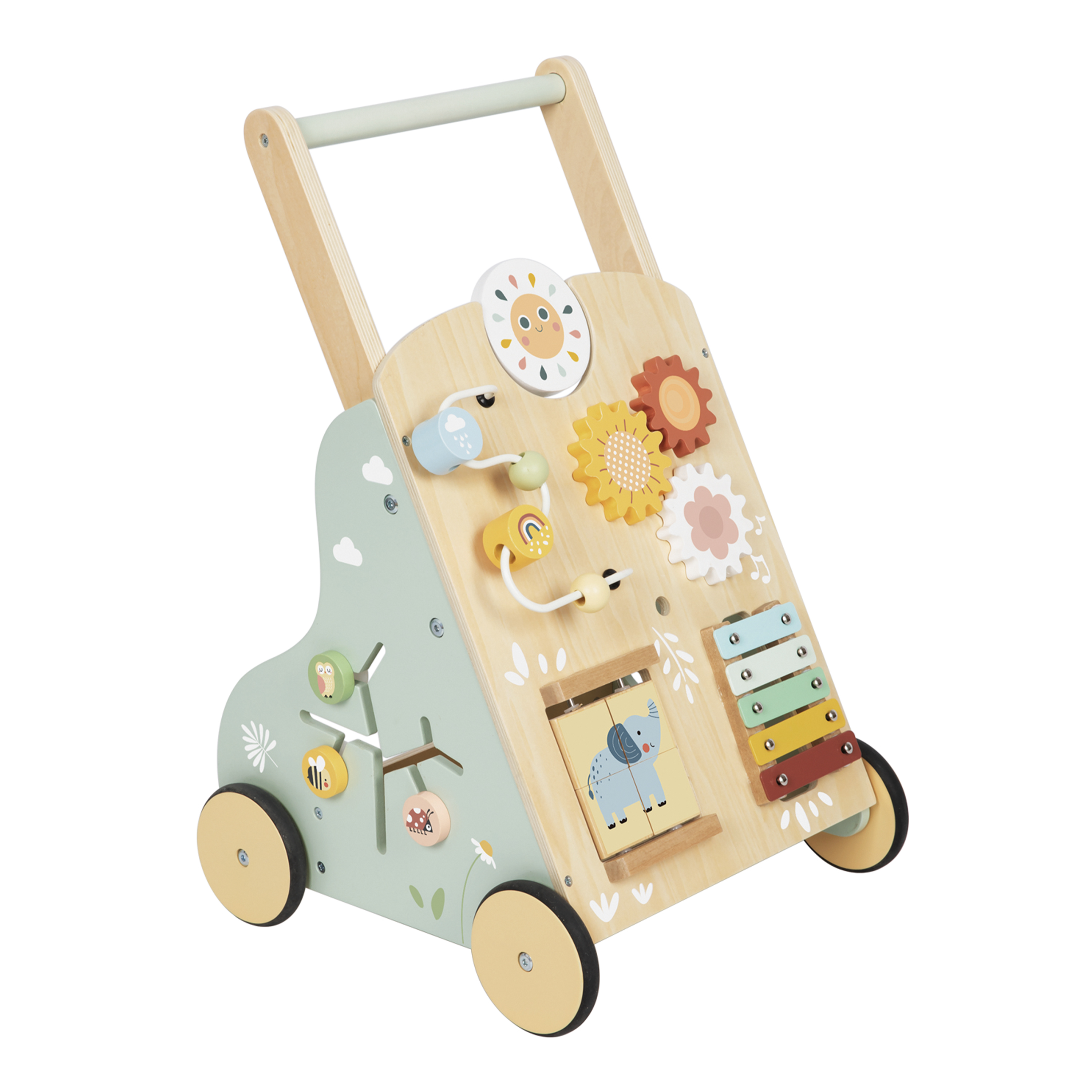 Tooky Toy Baby Lauflernwagen aus Holz - Pastell 