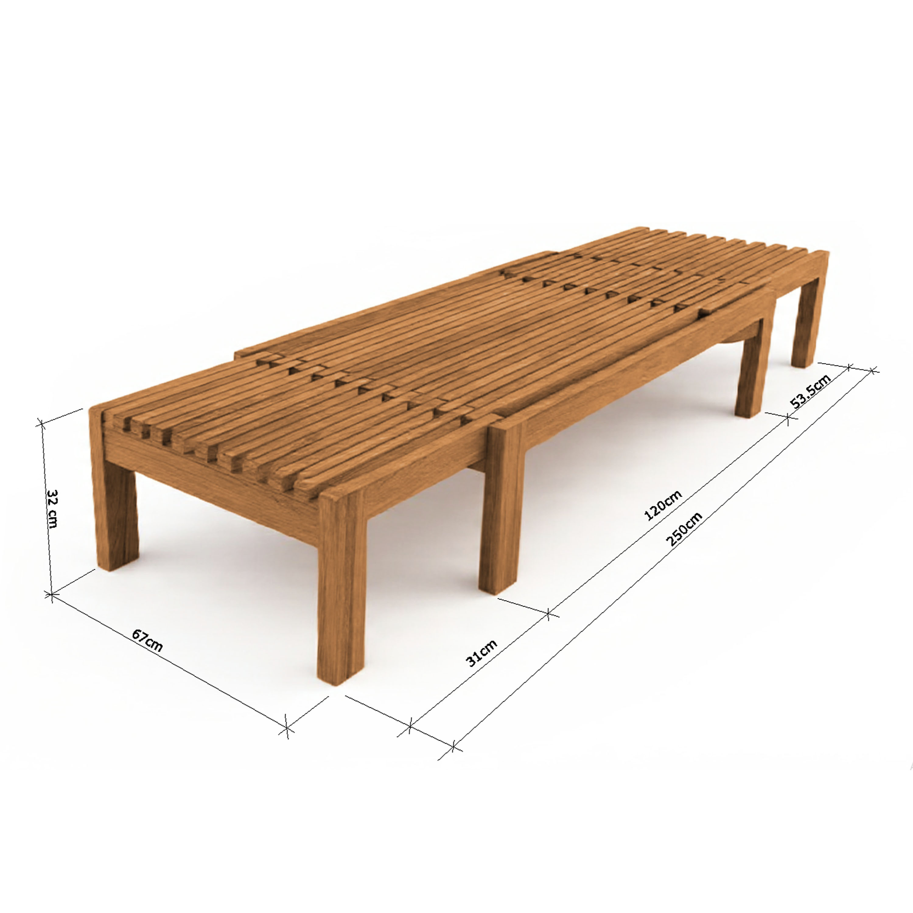 AXI Rowan 2-in-1 Sunbed and Garden Bench - Teak