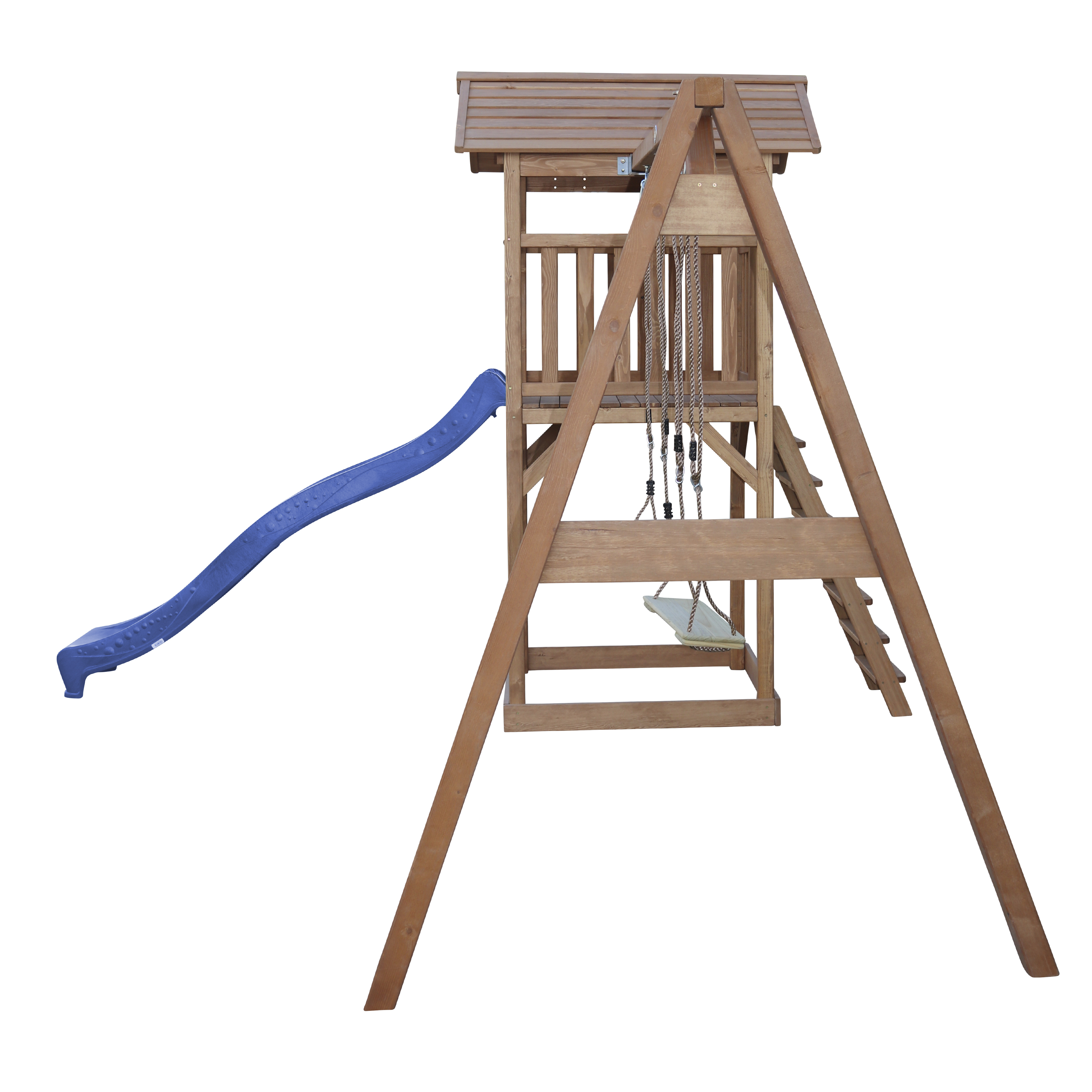 AXI Beach Tower with Double Swing Set Brown - Blue Slide
