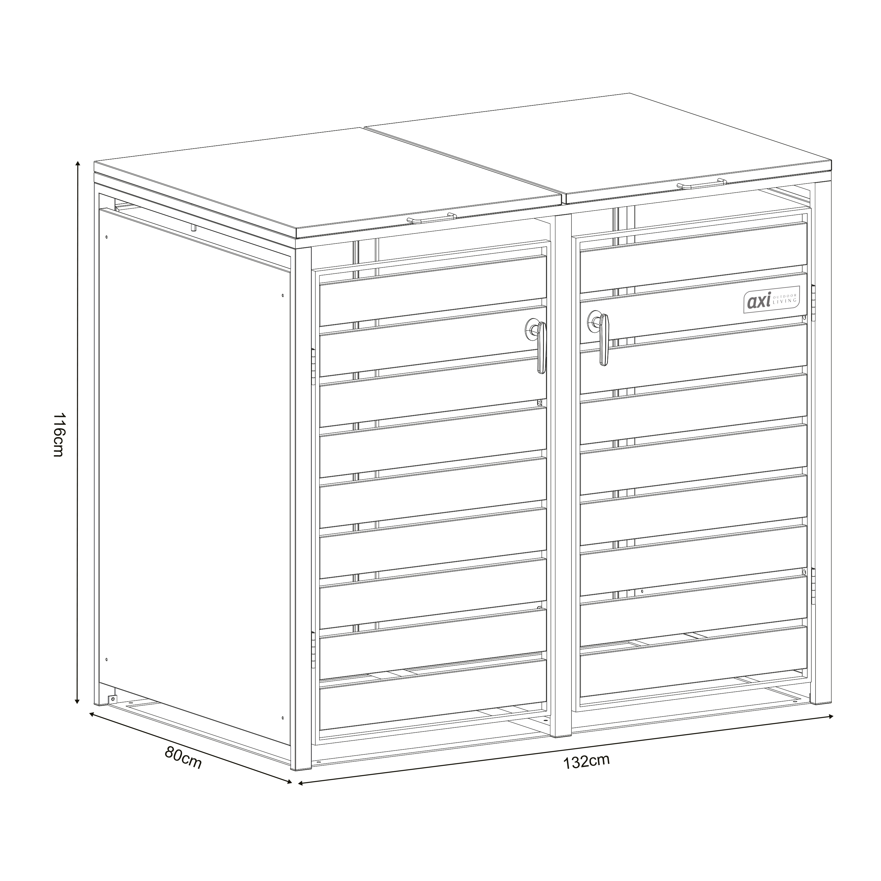 AXI Lucas Mülltonnenbox aus Metall in Anthrazit/Holzoptik – 2 Tonnen