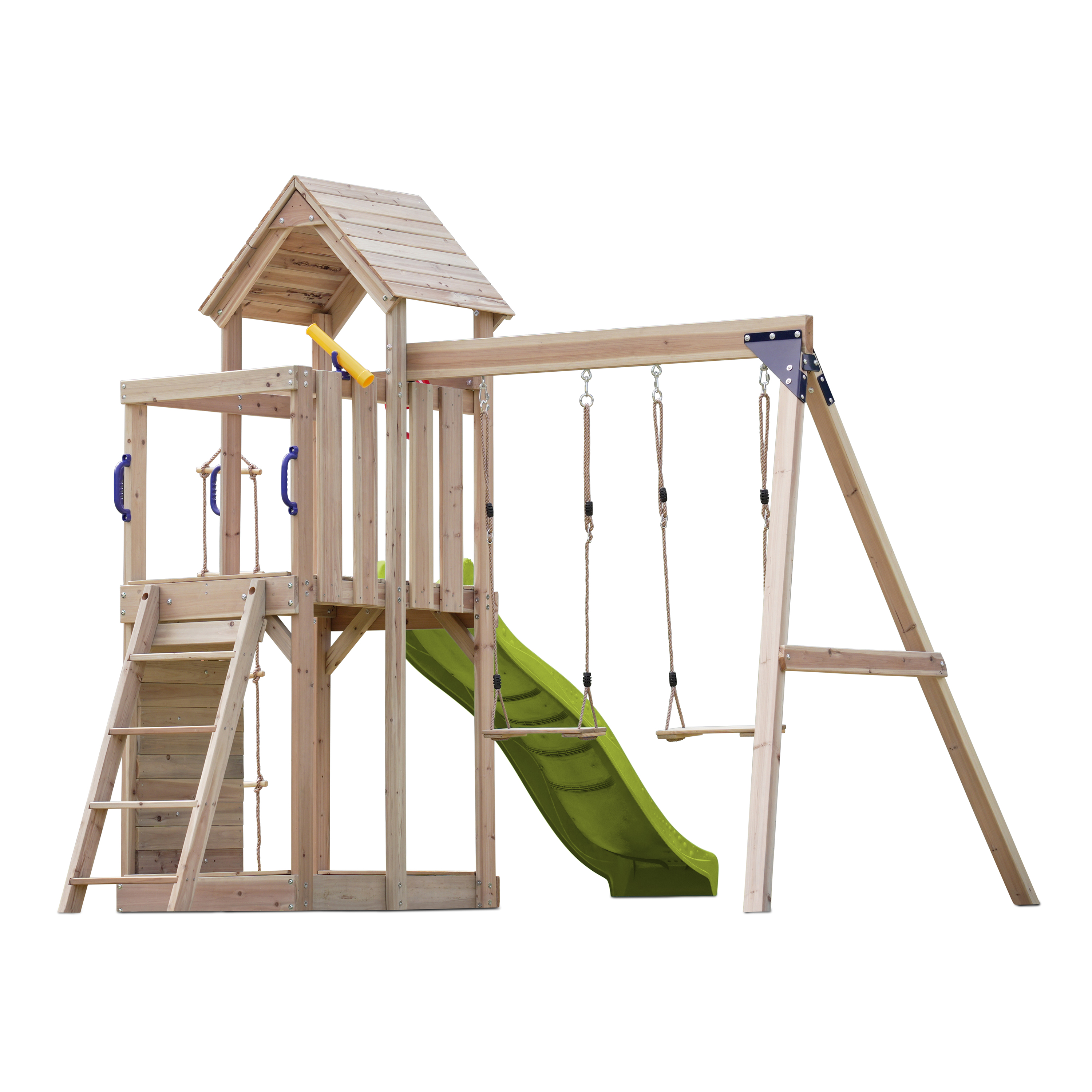 AXI Moos Climbing Frame with Double Swing Set - Lime Green Slide