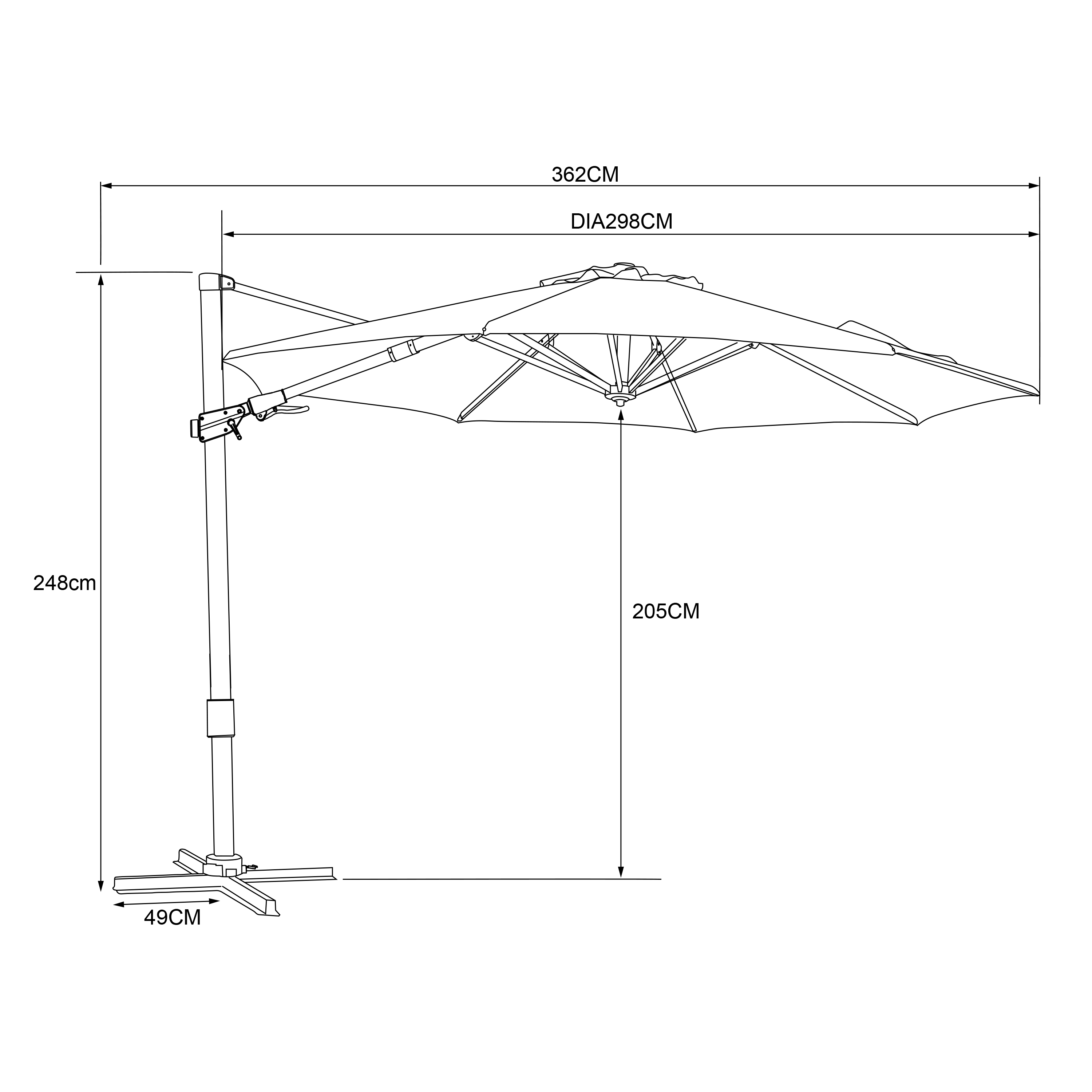 AXI Solis Cantilever Parasol Ø 300cm Wood-look/Grey