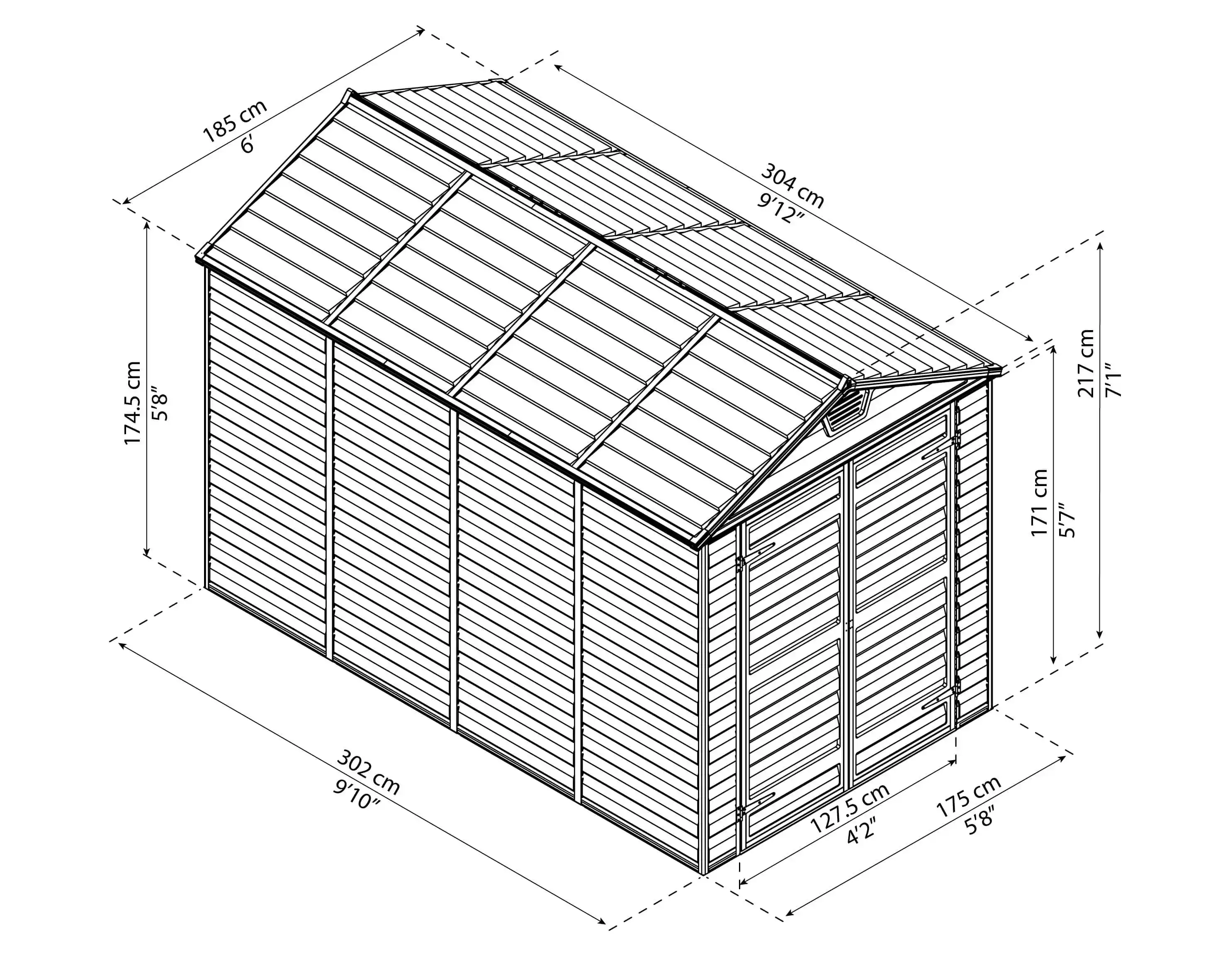 Canopia Skylight Schuppen für den Garten 303X185X217cm Amber