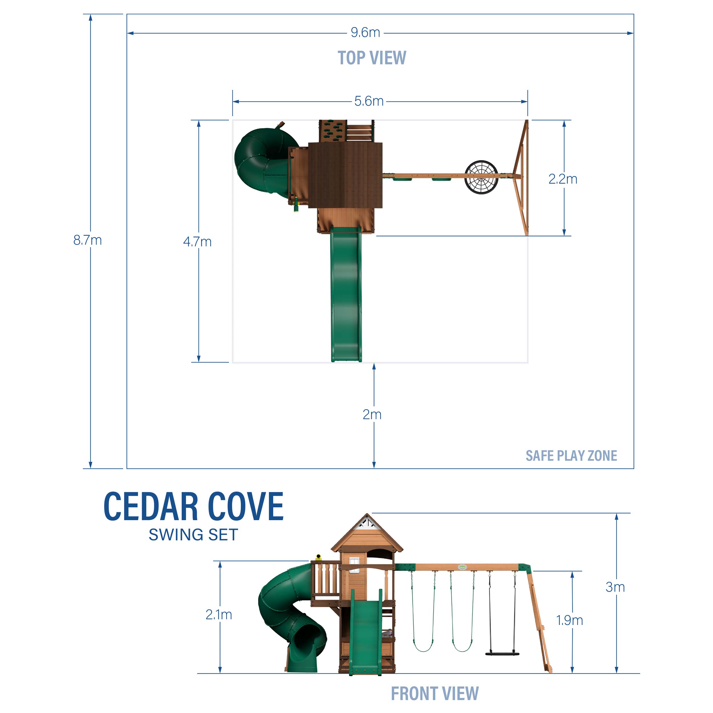 Backyard Discovery Cedar Cove Spielturm mit Schaukeln, Rutsche und Aussichtsturm