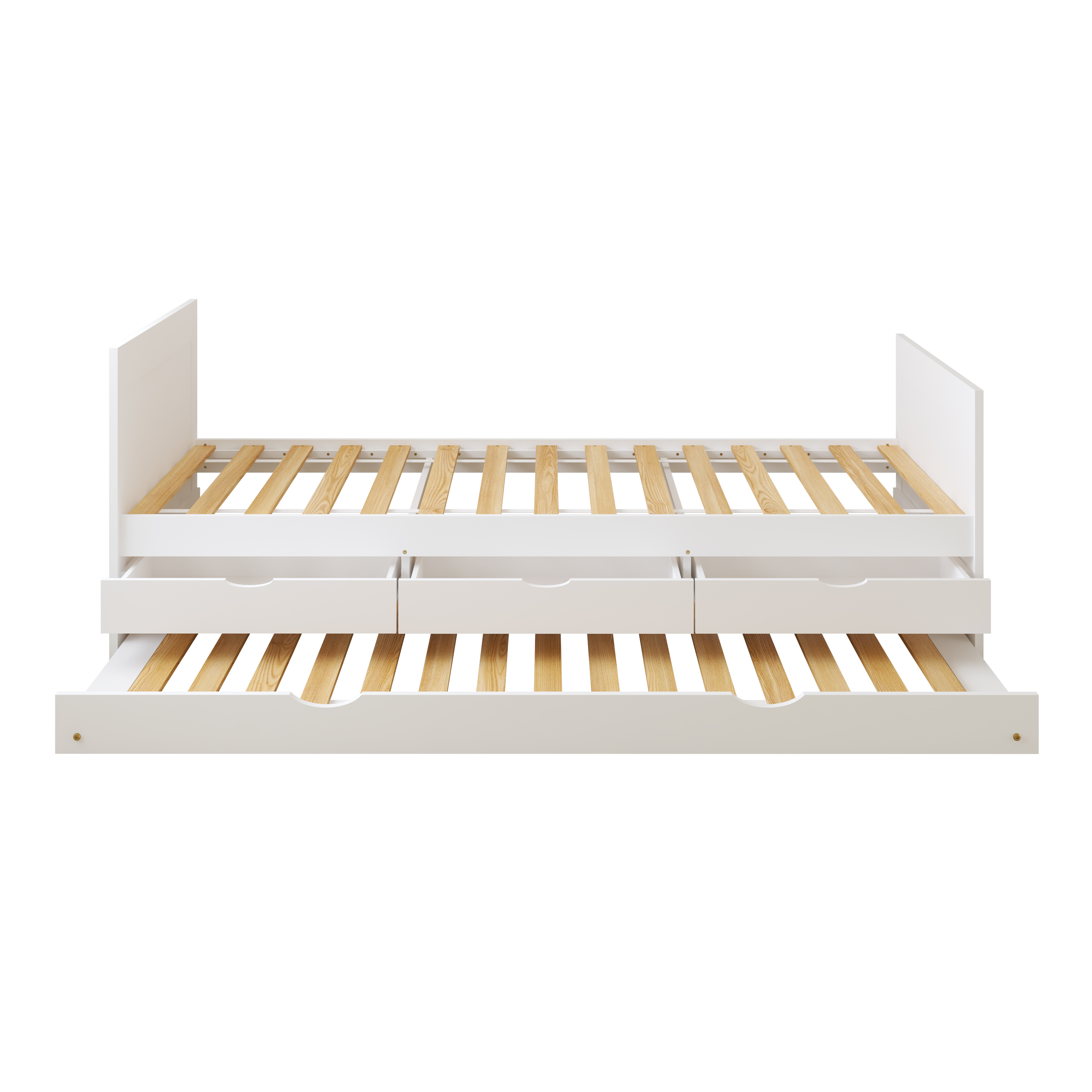 Sunny Eli Kids Bed with Pull-Out Bed and 3 Storage Drawers White – With Mattress