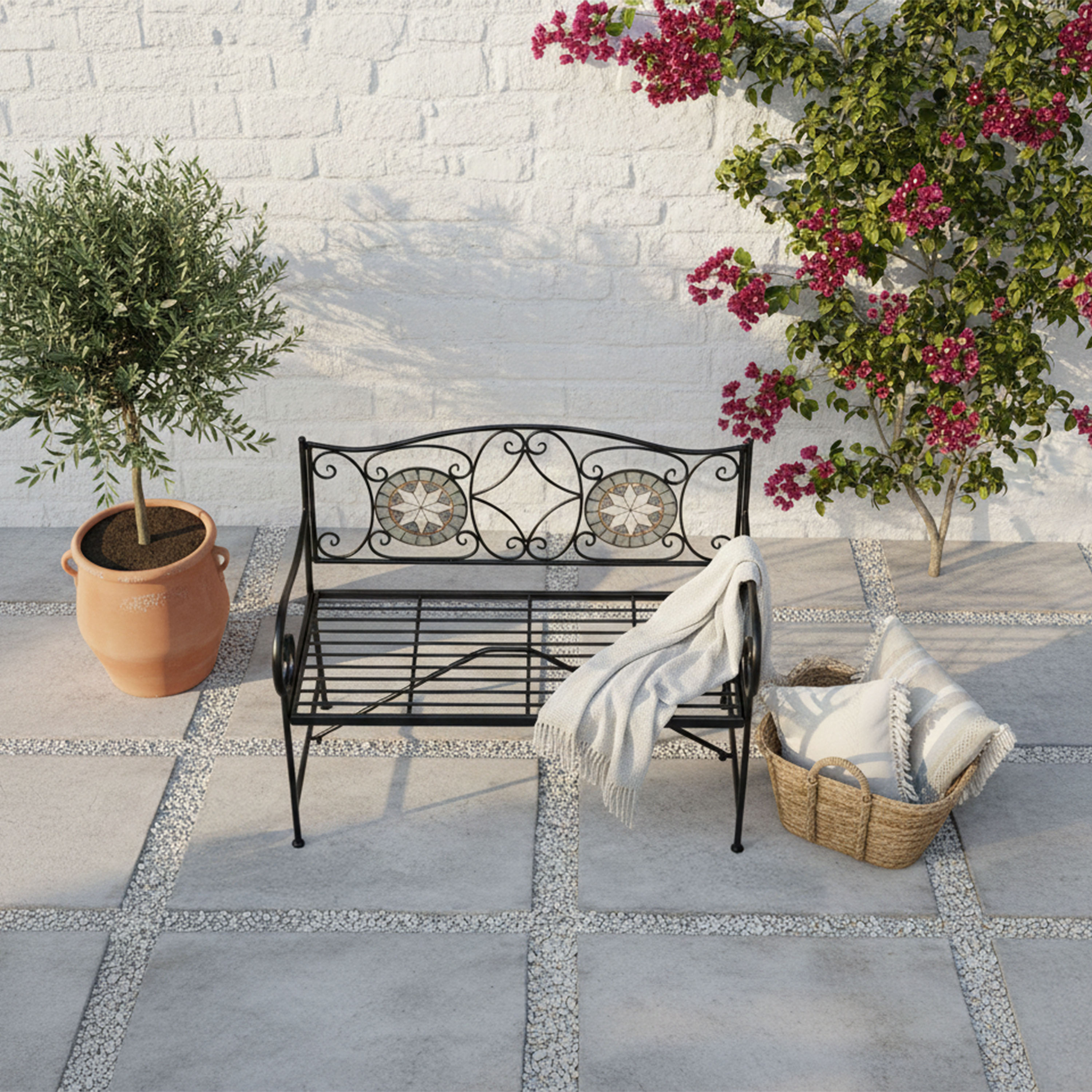 AXI Margot Mosaic Garden Bench Star – Grey/Brown