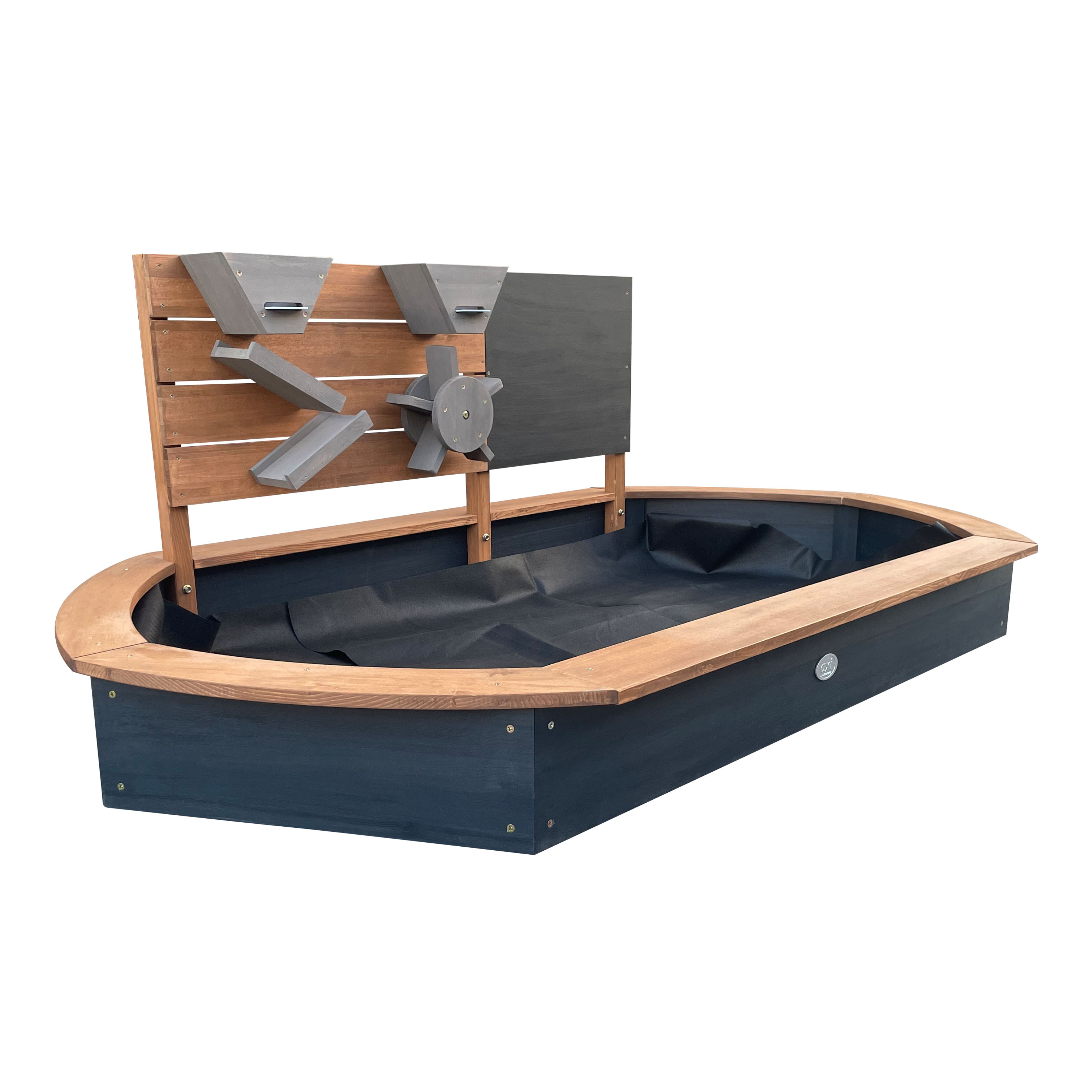 AXI Joey Sandbox Oval with Play wall and Chalkboard - 158 x 91 cm - Brown/Anthracite