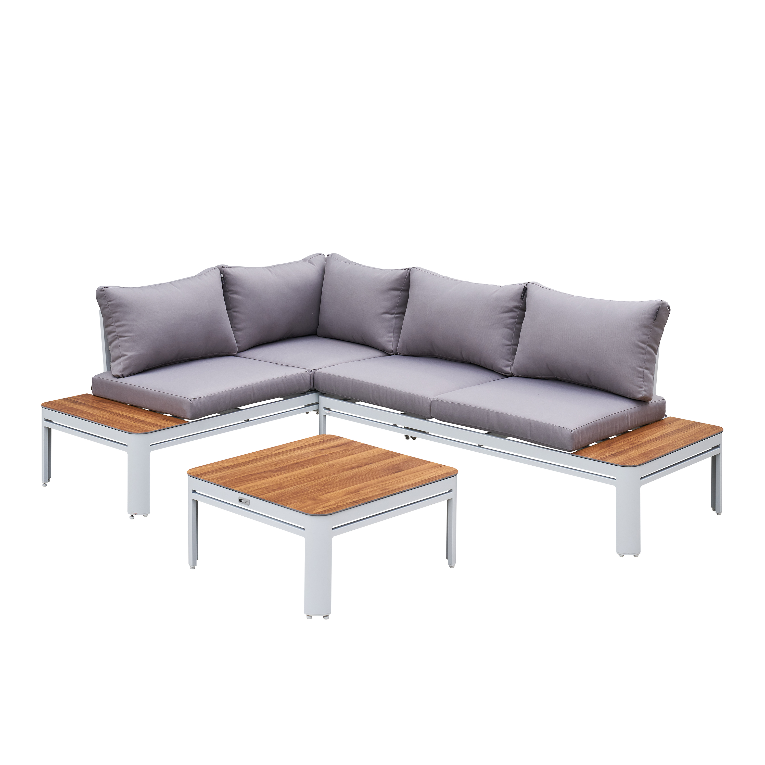 AXI Eos Lounge Set mit Gartenliege - Weiß und Holzoptik PSPC