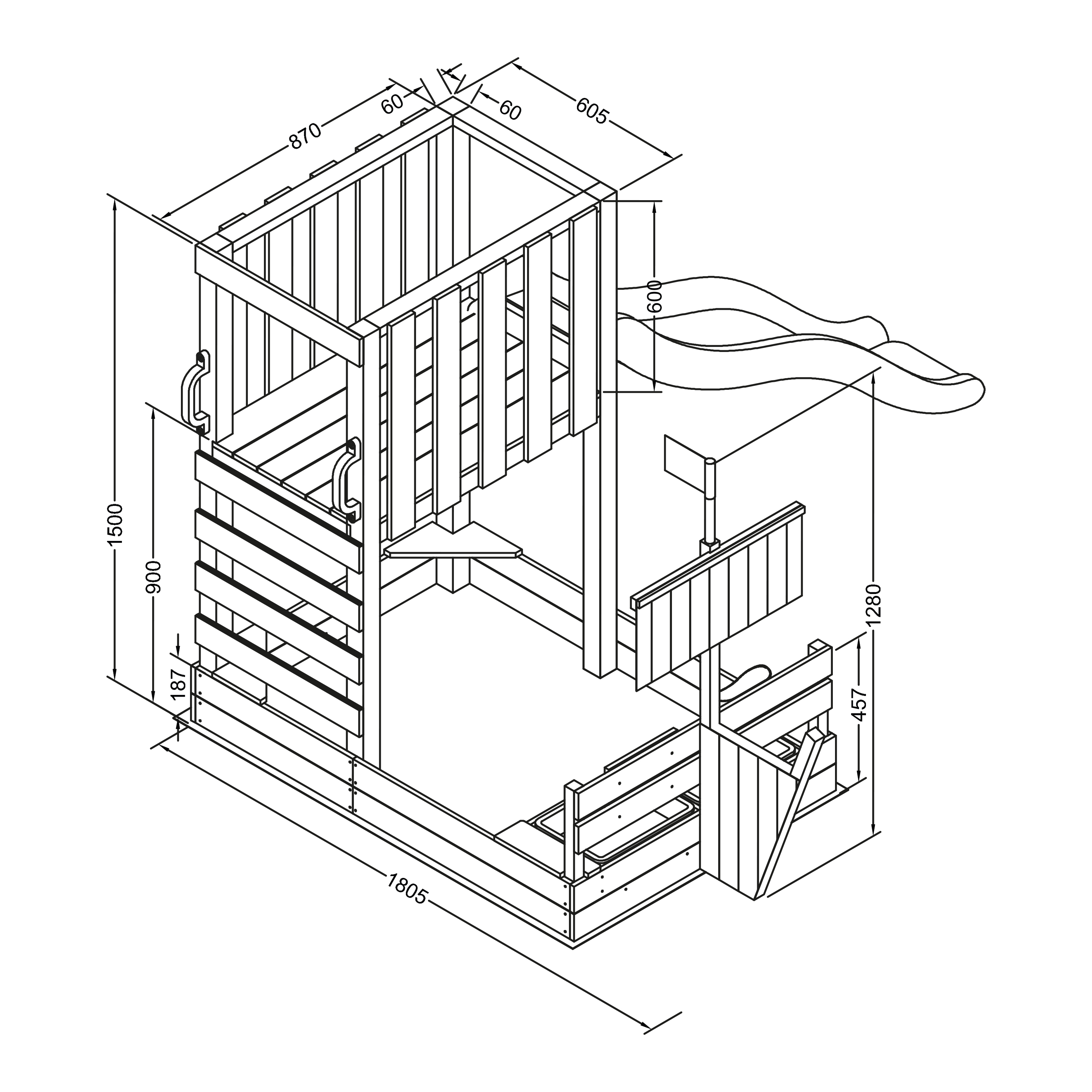 AXI Vicky Climbing Frame with Sandbox. Play Kitchen & Chalkboard – Grey Slide