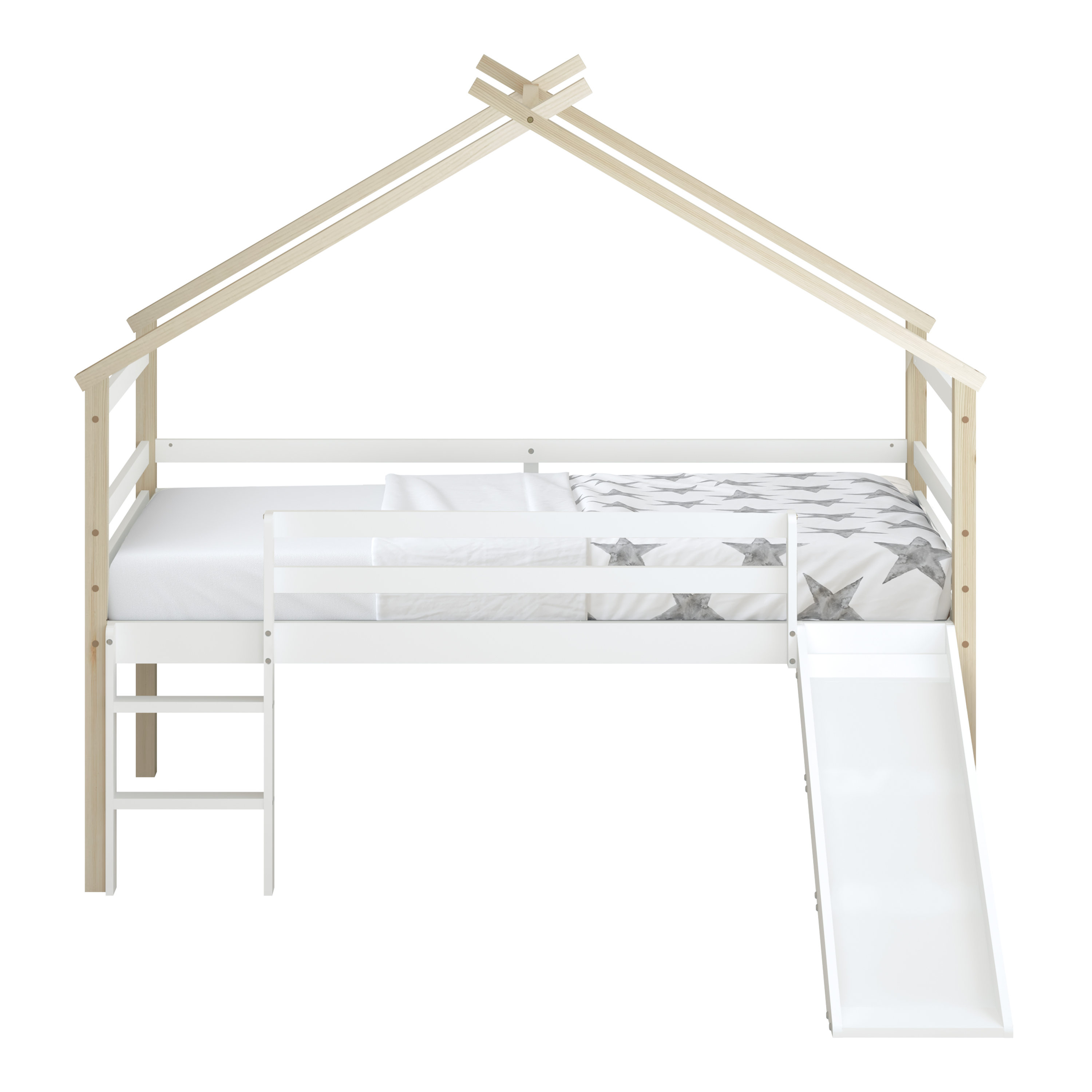 Sunny River Mid Sleeper with Slide Brown/White – Without Mattress