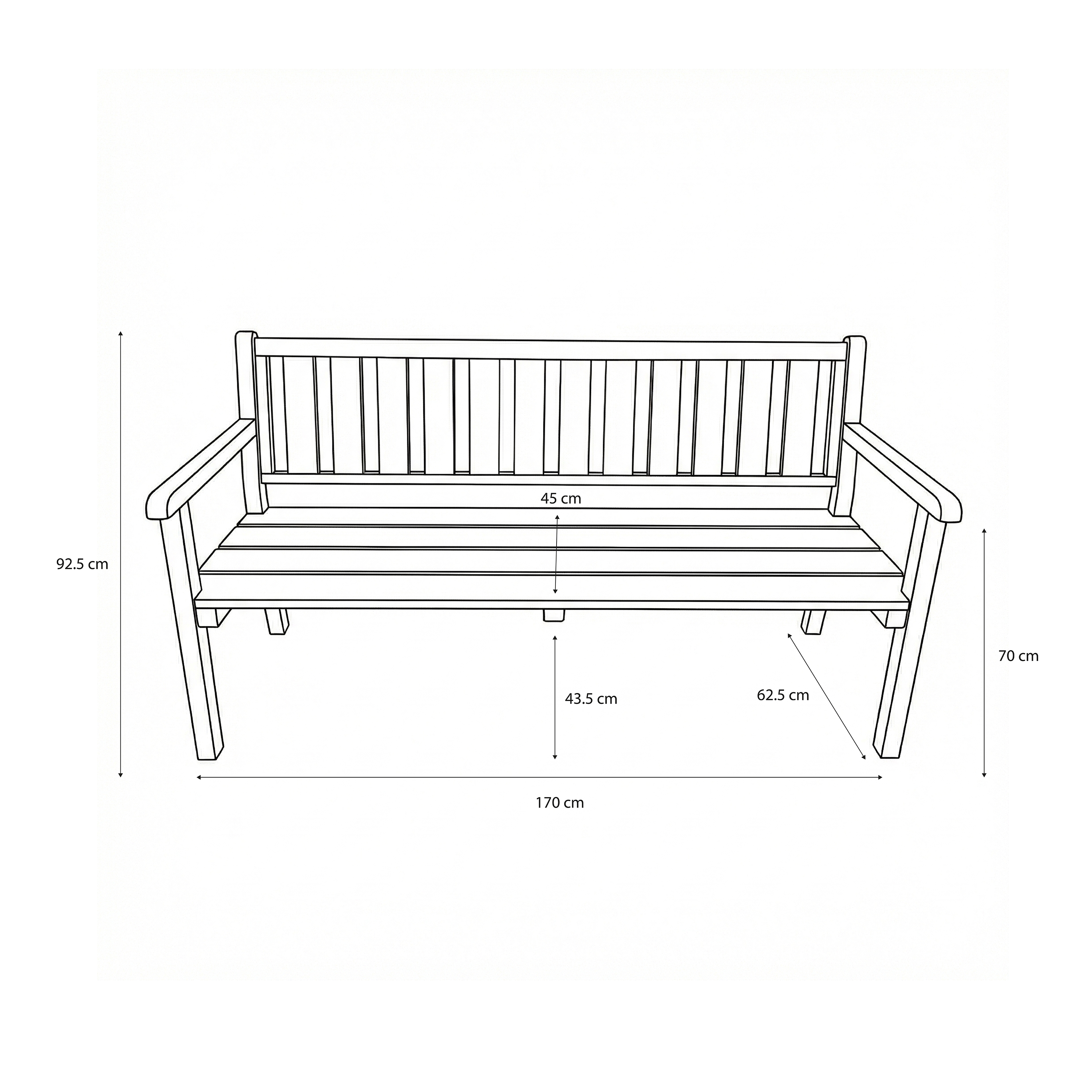 AXI Violette Wooden Garden Bench 170 cm