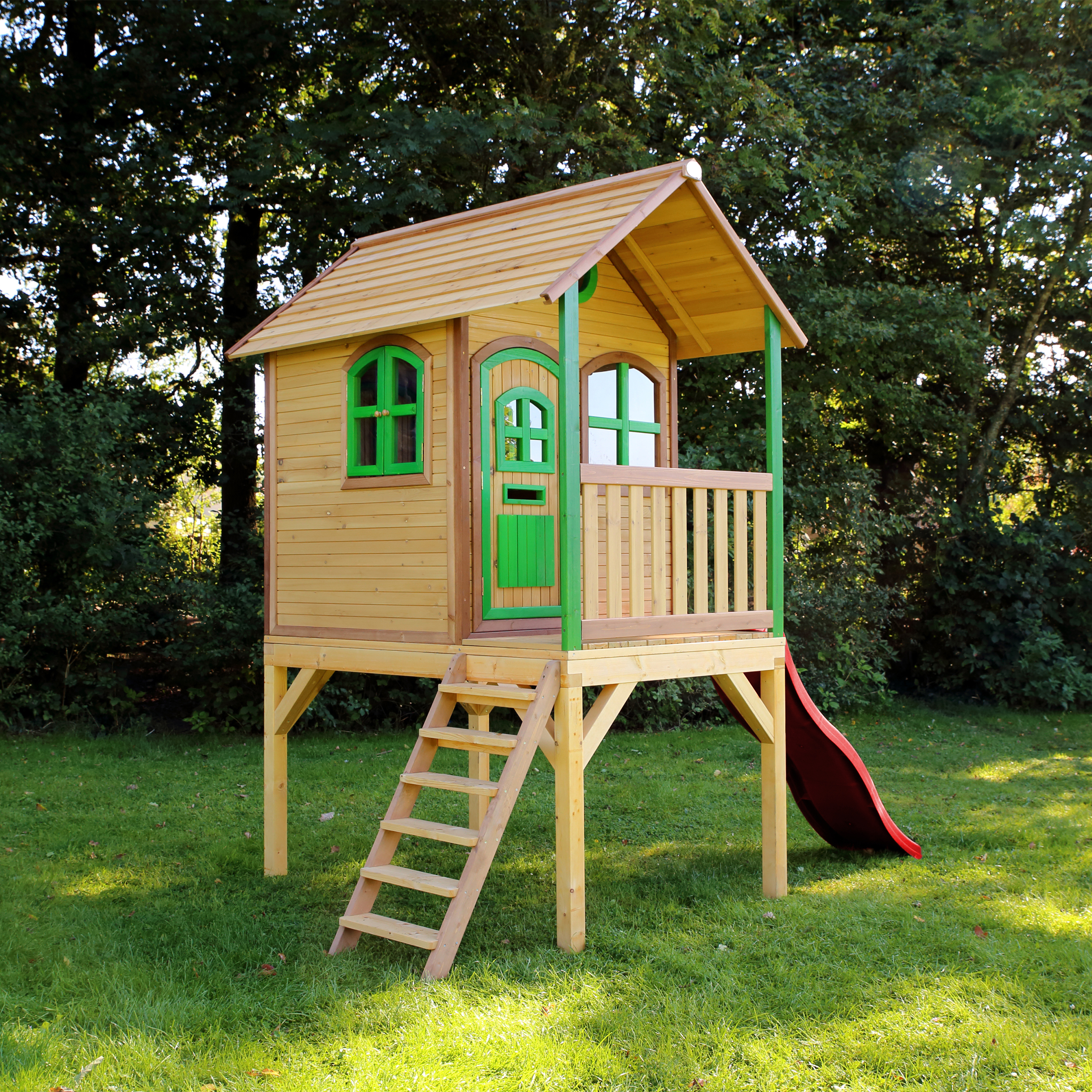 AXI Laura Playhouse Brown/green - Red Slide 