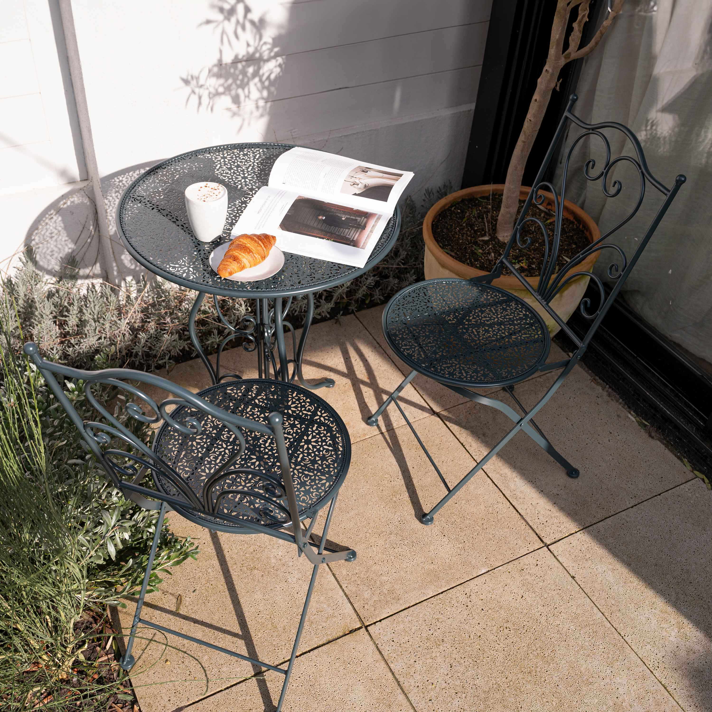 AXI Eloise Bistro Set Metall Gestanztes Anthrazit