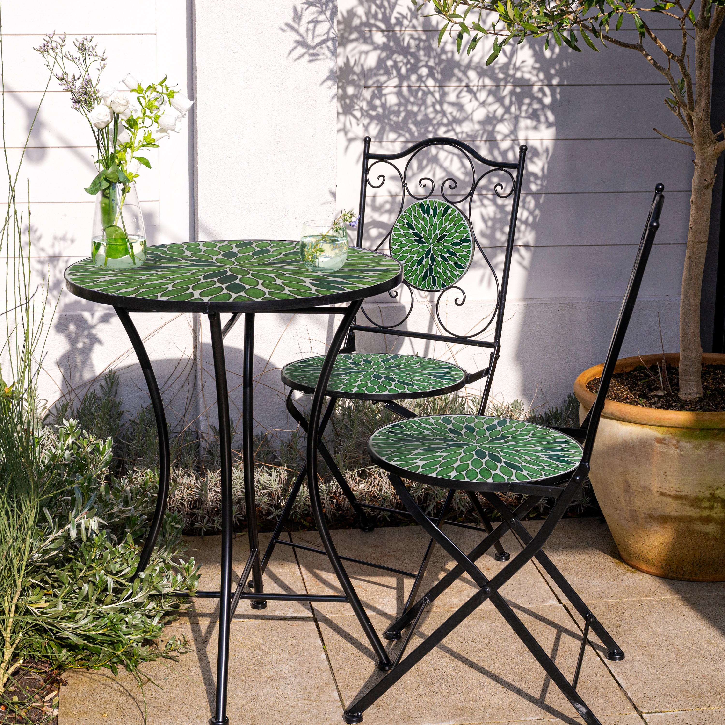 AXI Amélie Mosaik Bistro Set Blätter Grün