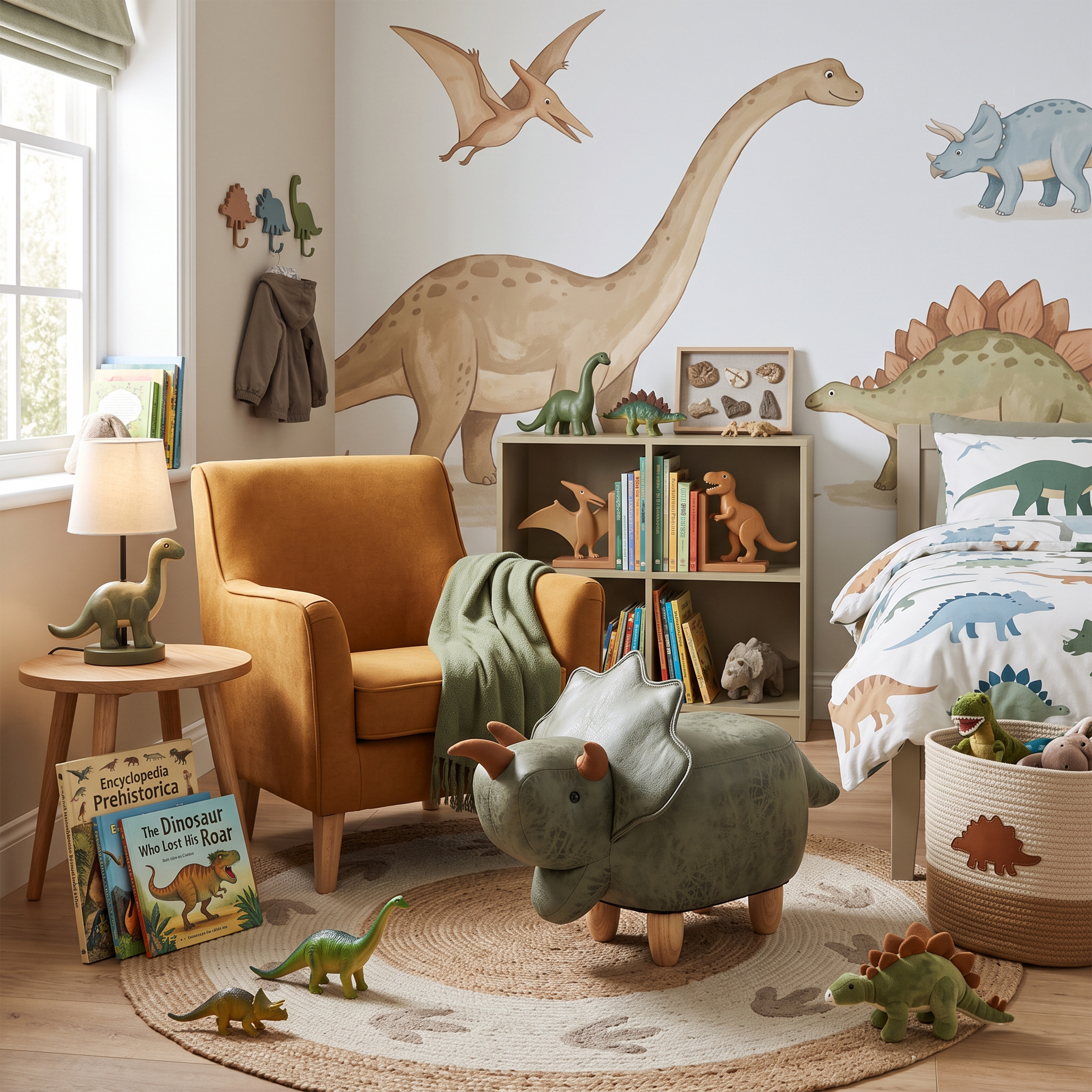 Sunny Children's Stool Dinosaur Green
