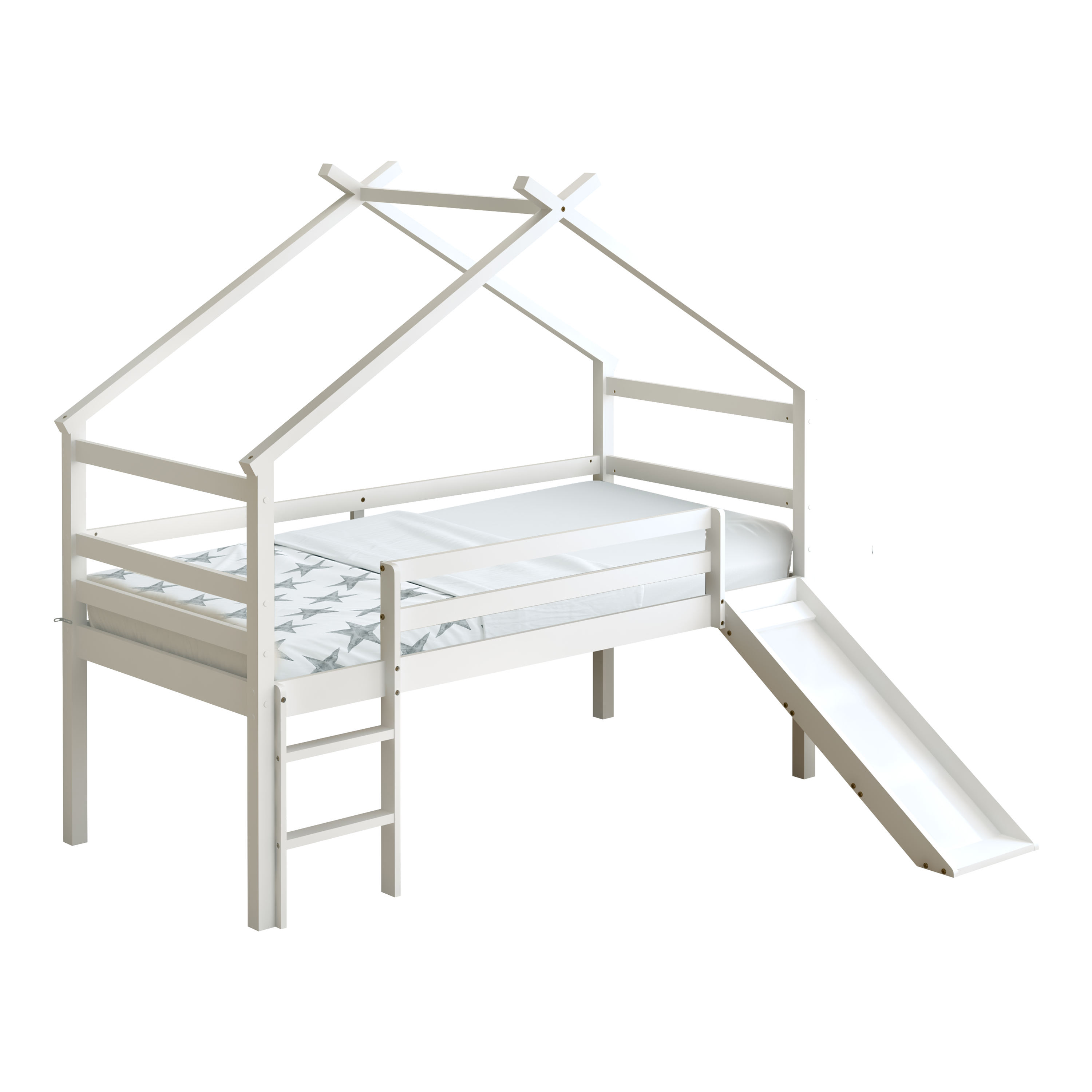 Sunny River Mid Sleeper with Slide White – Without Mattress