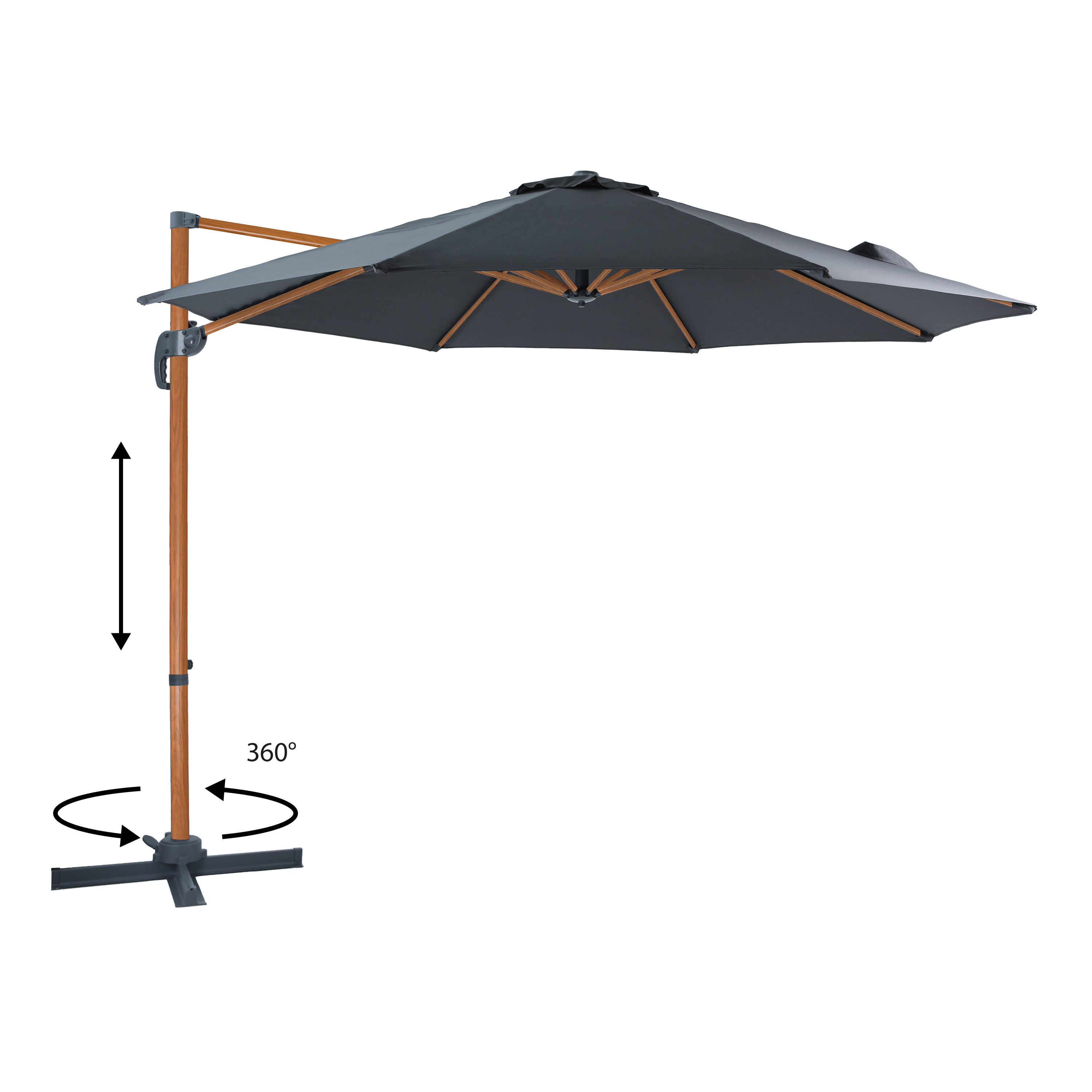 AXI Marisol Ampelschirm Ø 300cm Holz-Optik/grey 