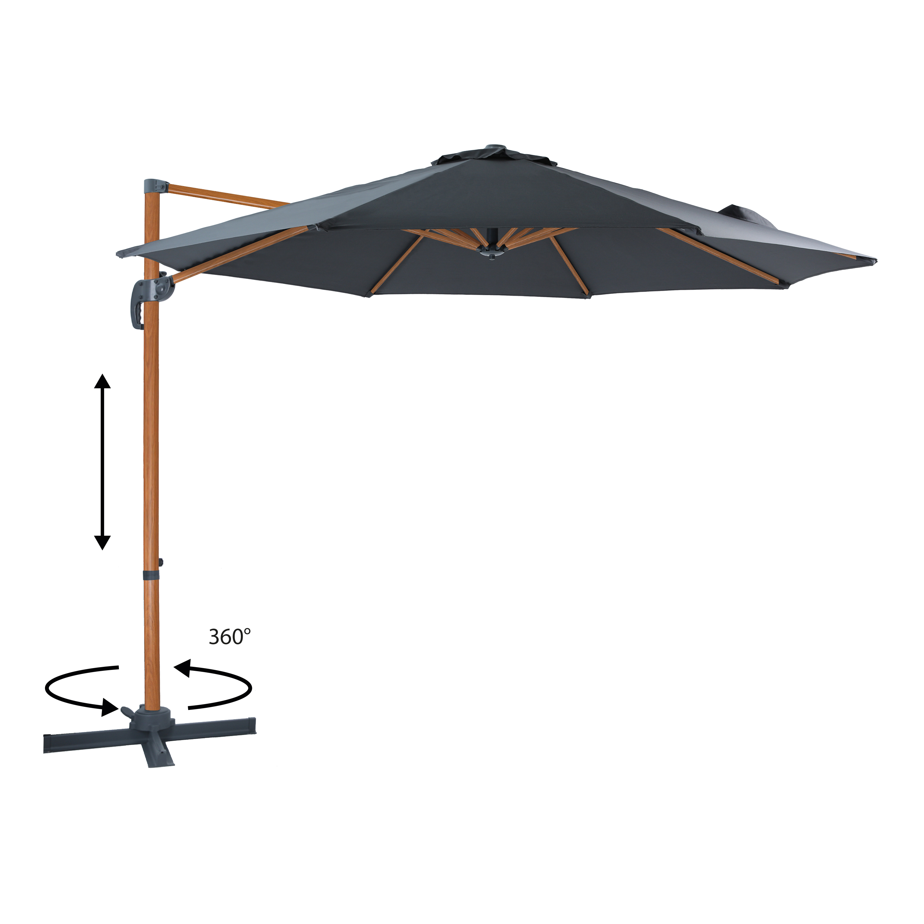AXI Marisol Zweefparasol Ã˜ 300cm Houtlook/grijs