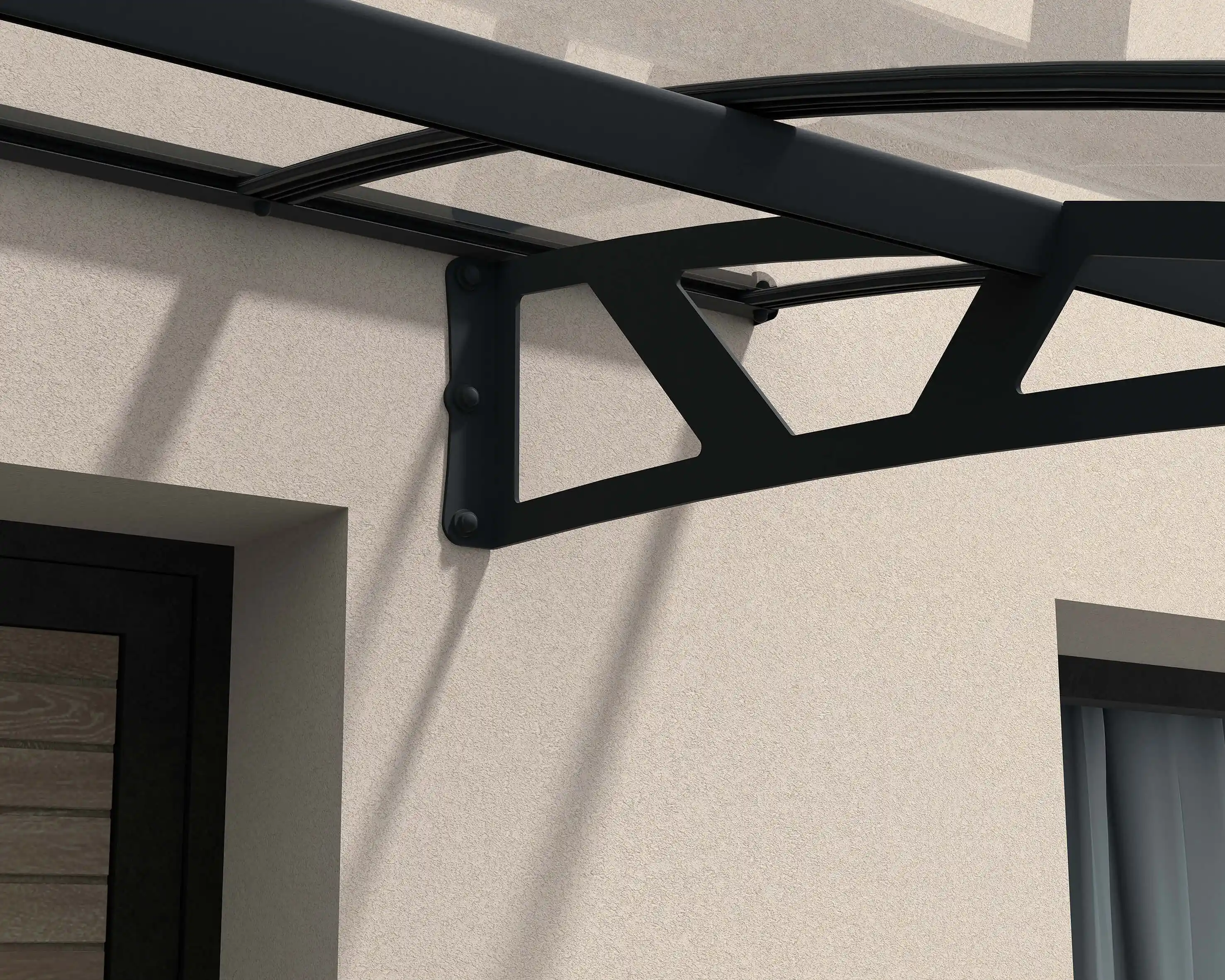 Canopia Amsterdam 447X140 cm  Deur en Veranda Luifel Donkergrijs Helder