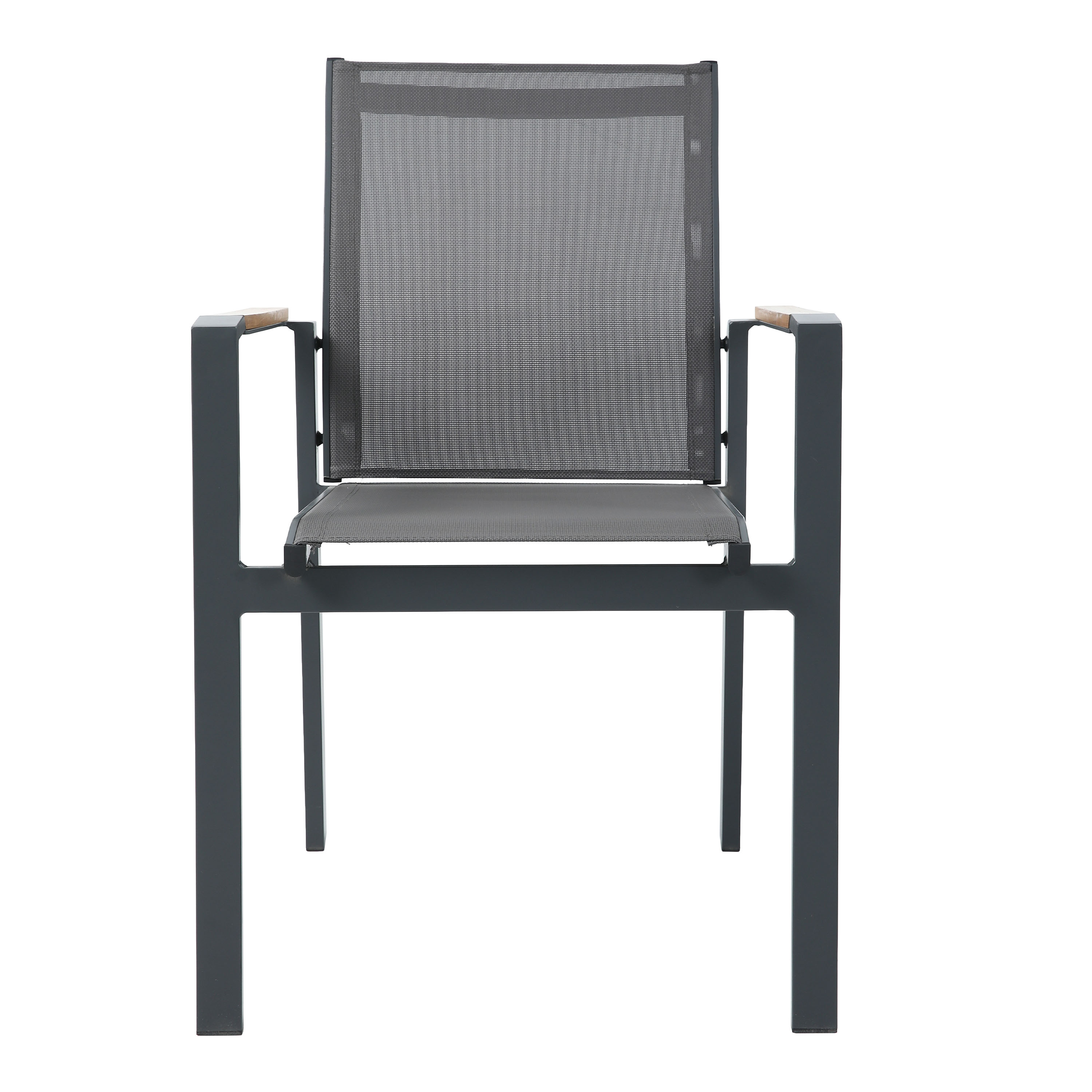 AXI Alva Aluminium Chairs Anthracite/Teak – Set 2 pieces