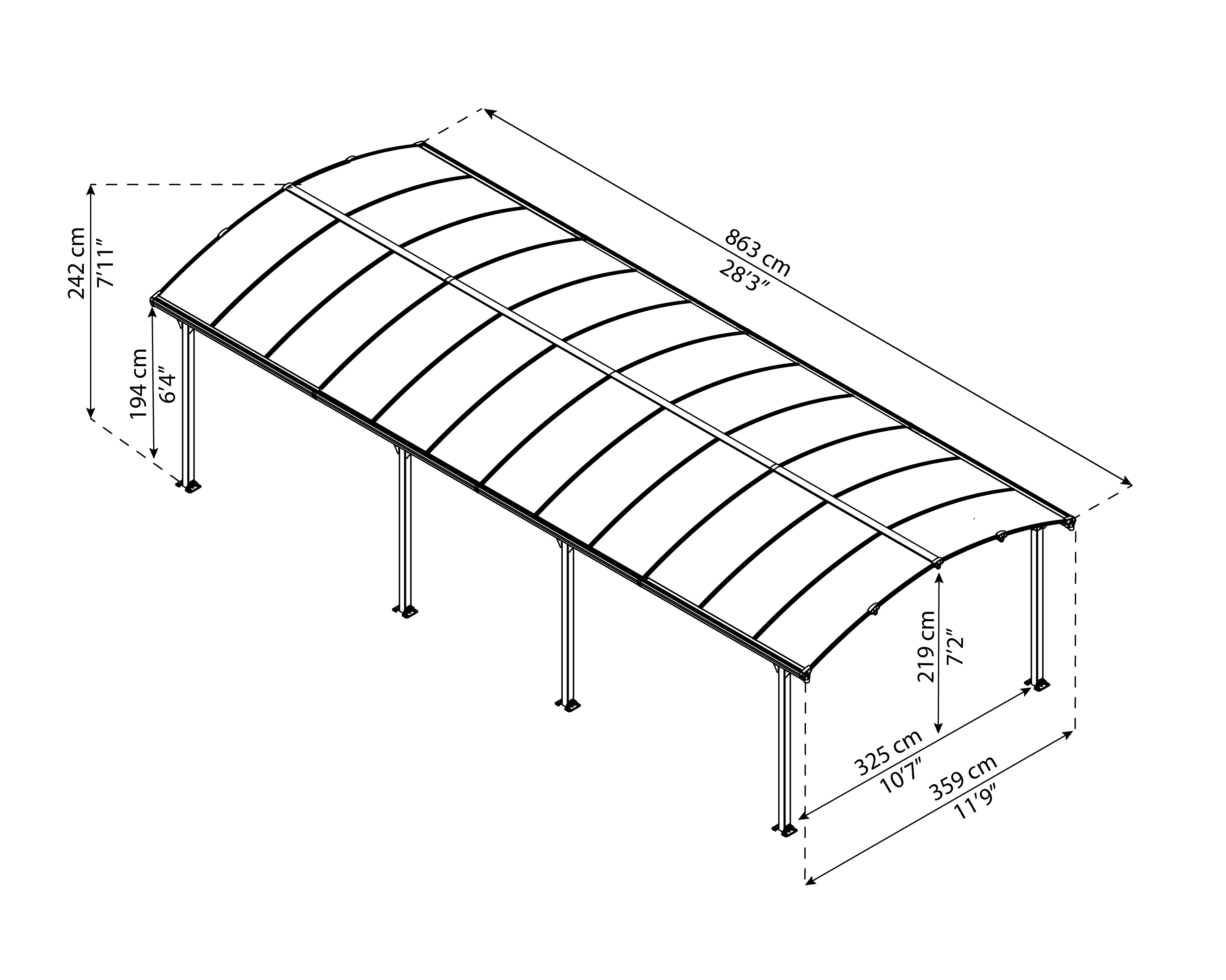 Canopia Arcadia Carport Enkel Donkergrijs Brons-7290108138993 Canopia Arcadia Carport Enkel Donkergrijs Brons