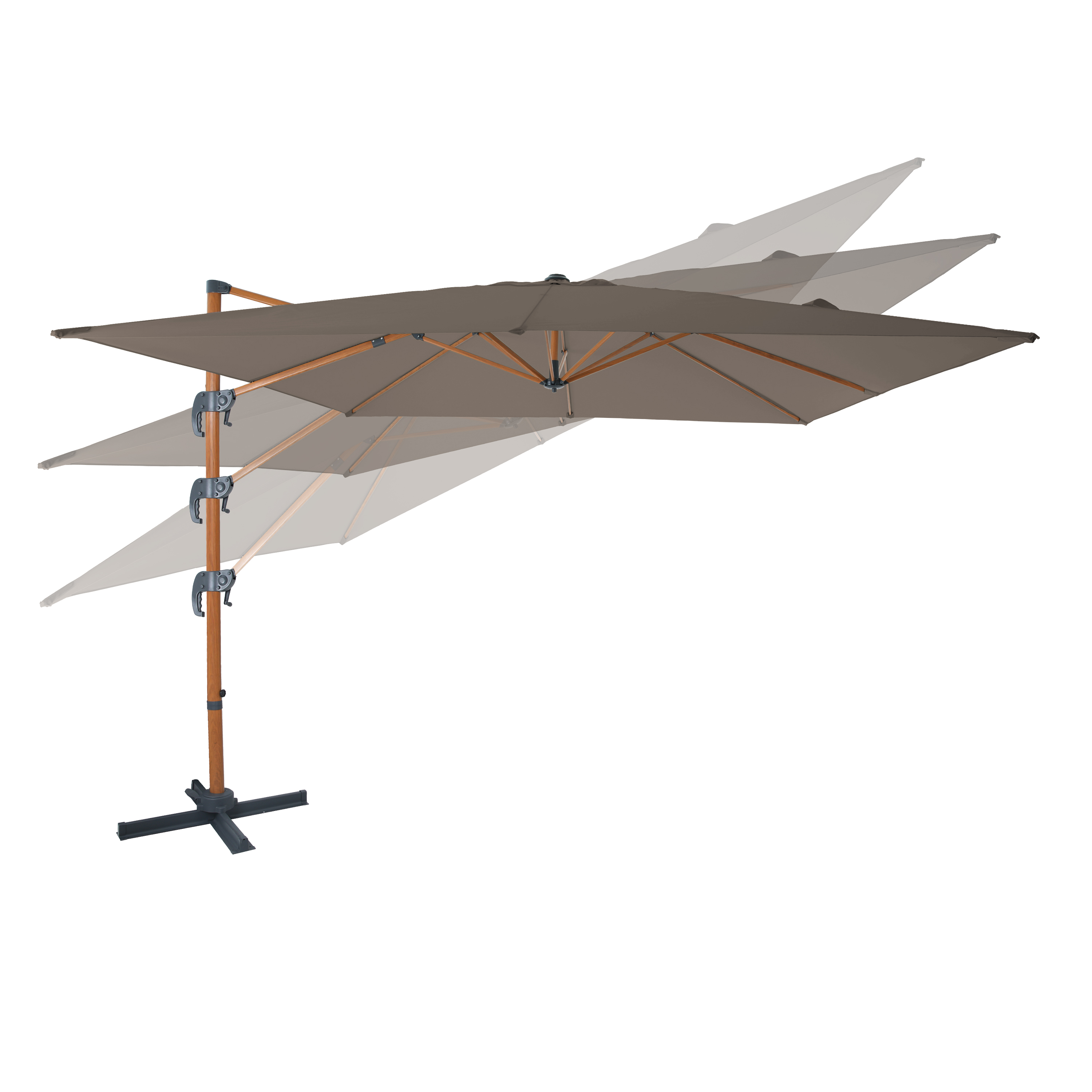 AXI Nima Cantilever Parasol 300x300 cm - Wood-look/Taupe