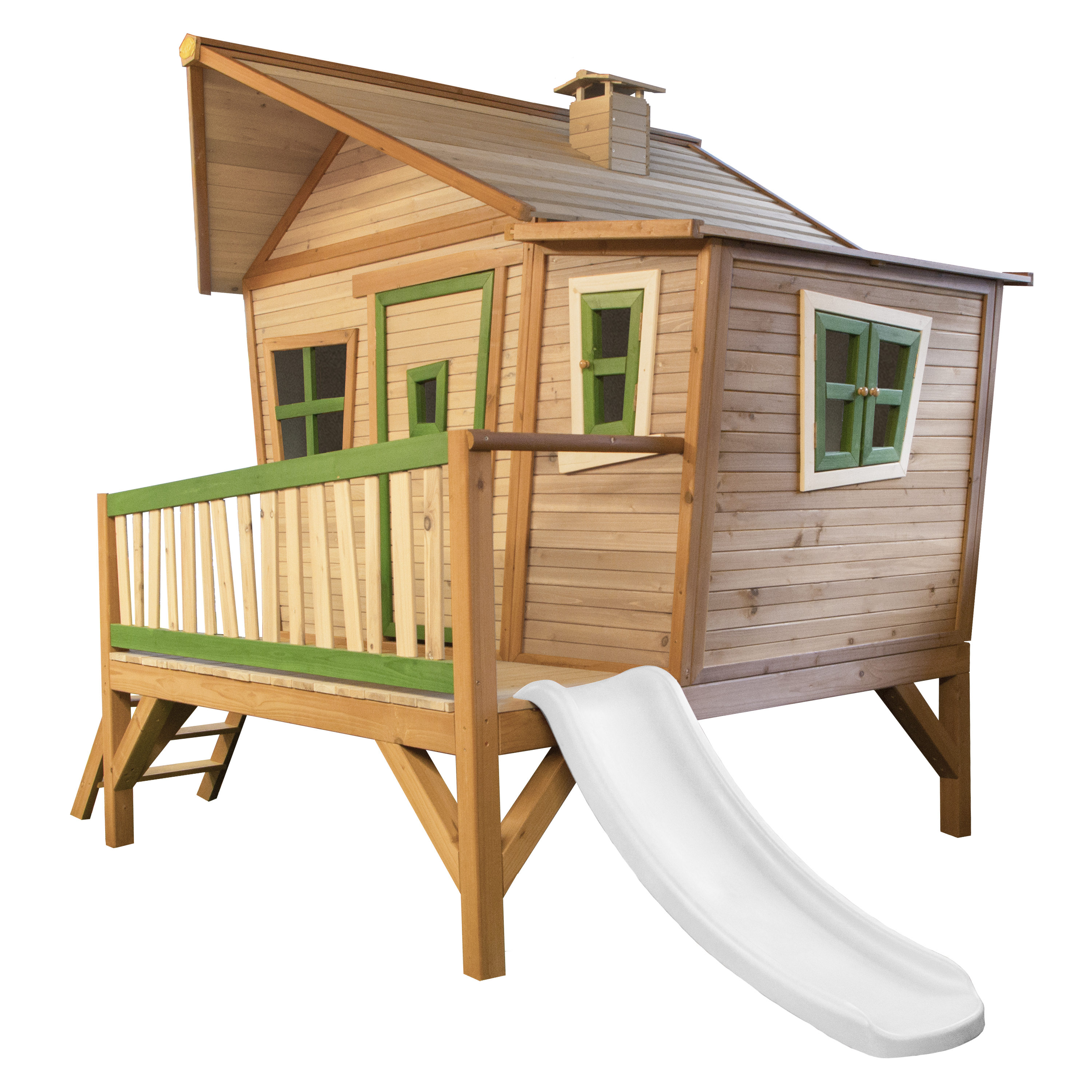 AXI Emma Playhouse Brown/Green - White Slide-8717973938118 AXI Emma Playhouse Brown/Green - White Slide